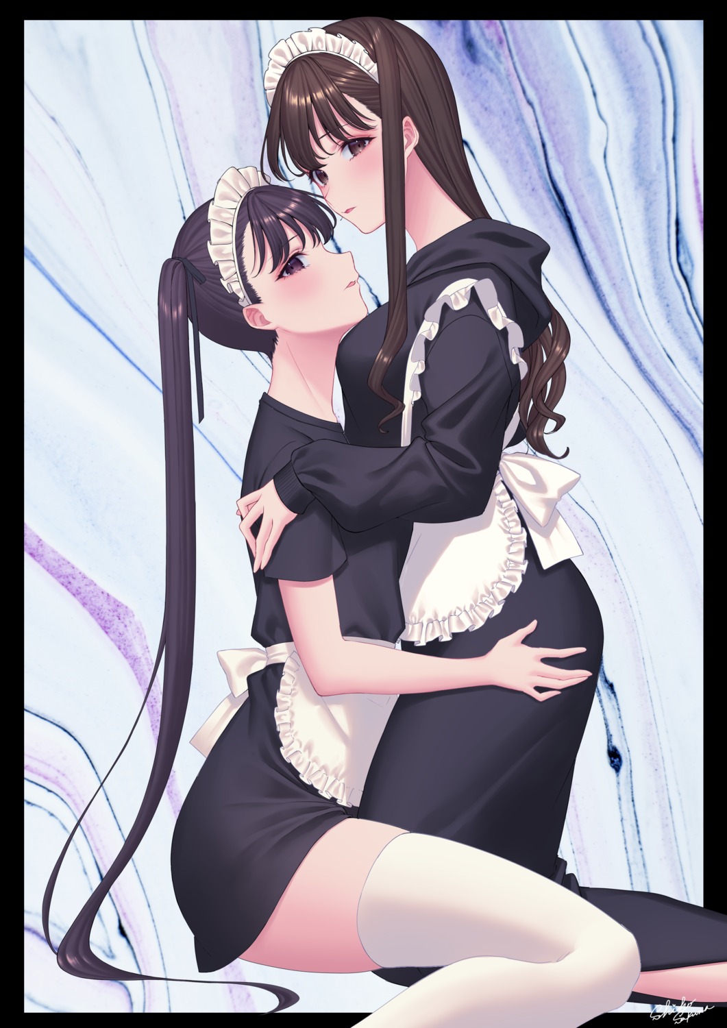 ass_grab maid sakura_shiho thighhighs yuri