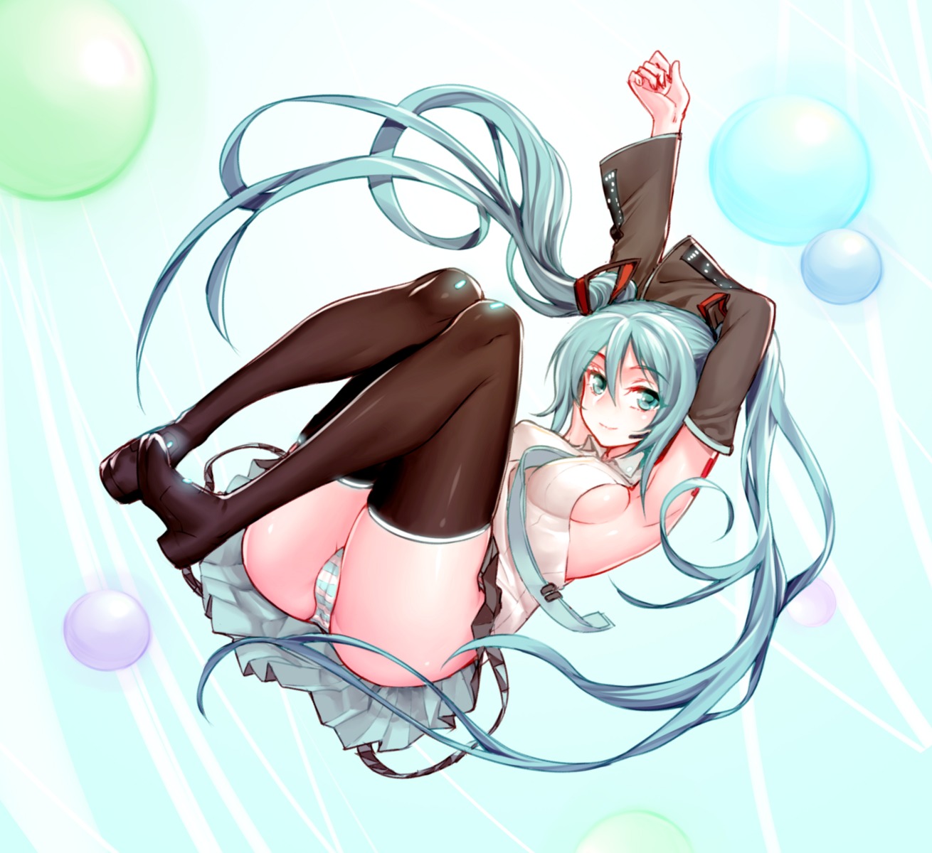 cameltoe hatsune_miku heels onceskylark pantsu shimapan thighhighs vocaloid