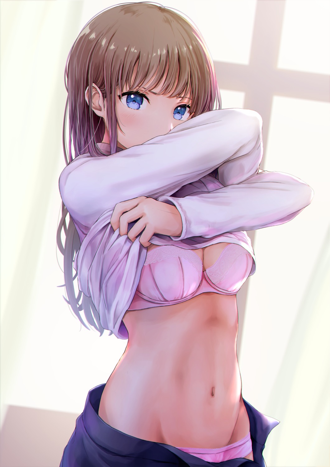 bra cleavage pantsu shirt_lift tokeshi undressing