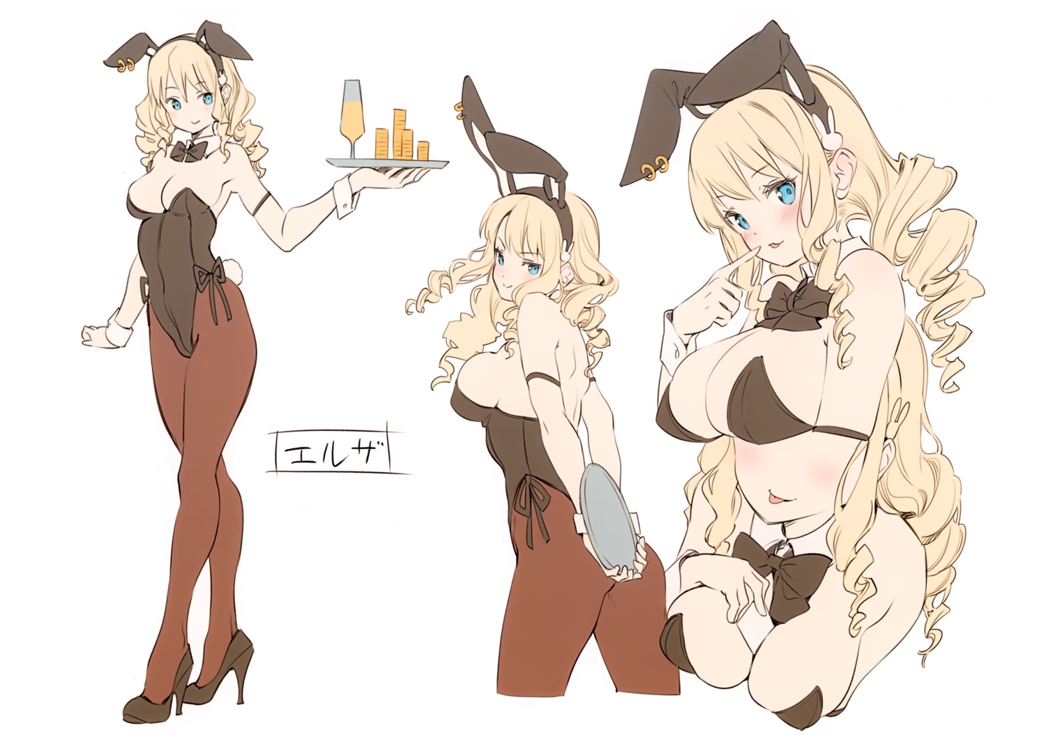 animal_ears breast_hold bunny_ears bunny_girl cleavage heels paseri sketch