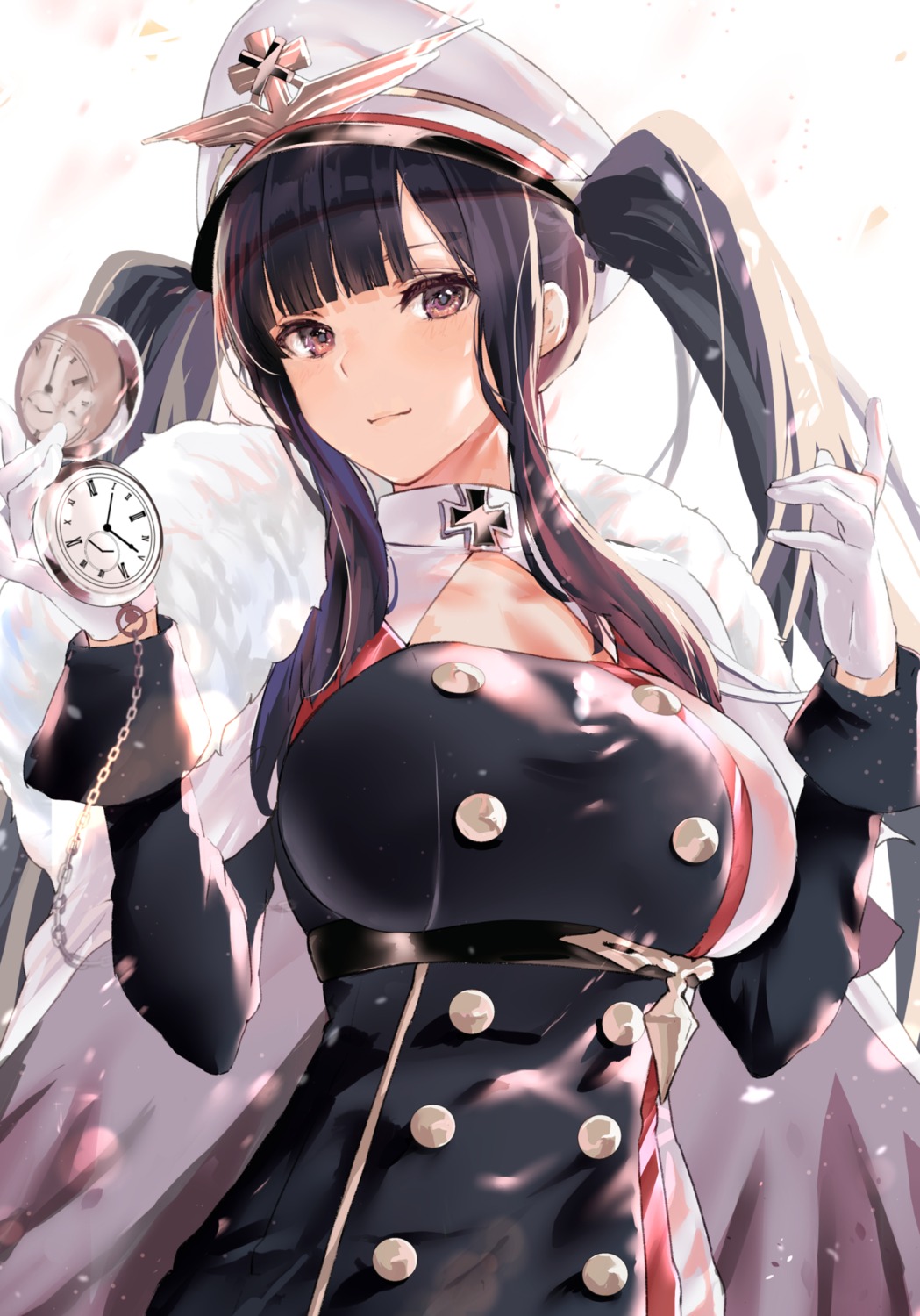 azur_lane cleavage peter_strasser_(azur_lane) temir uniform