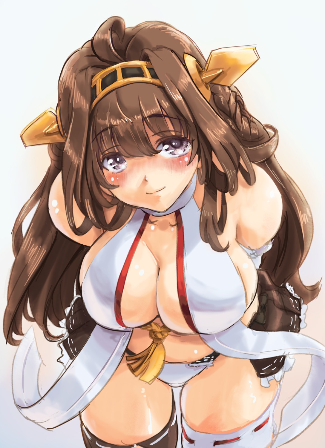 cleavage kantai_collection kongou_(kancolle) no_bra ore_p_1gou pantsu thighhighs