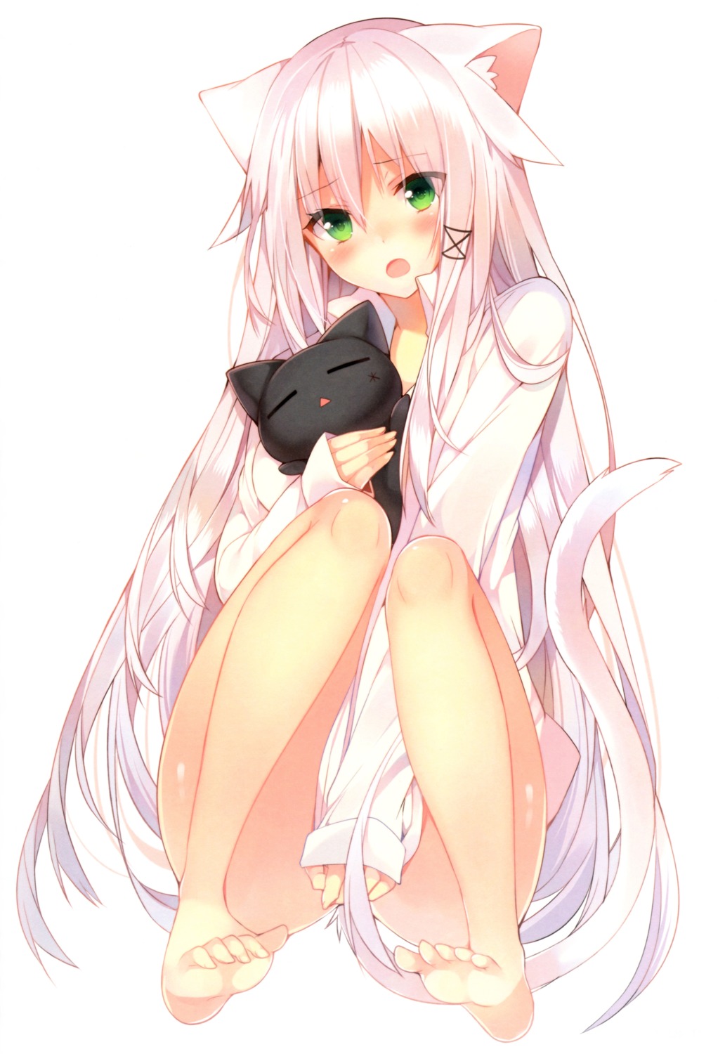 ancerise_sacred animal_ears dress_shirt feet mishima_kurone neko nekomimi tail