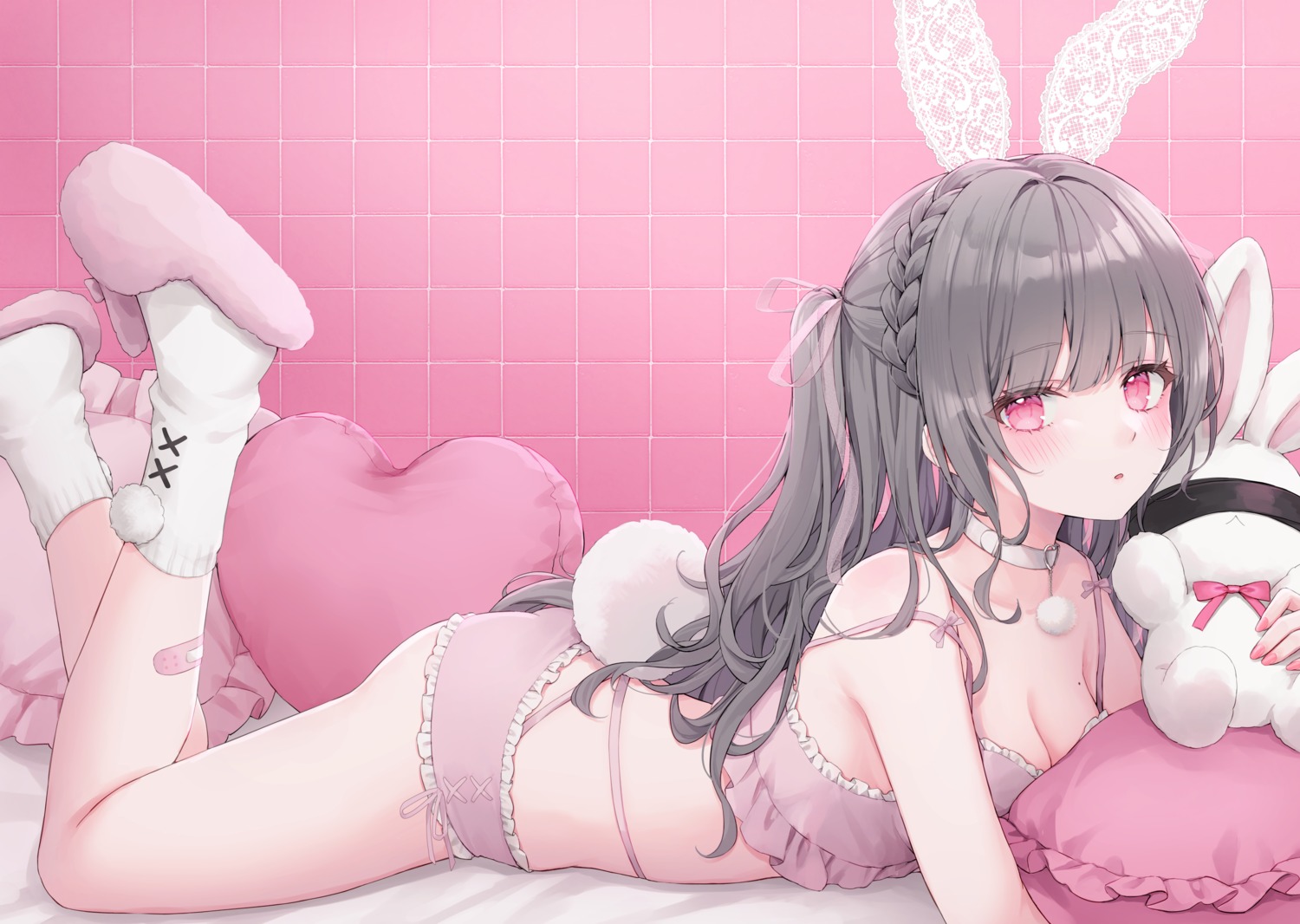 animal_ears bandaid bunny_ears lingerie pantsu shano_hiyori tail