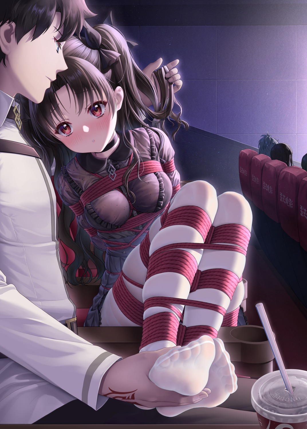 bondage fate/grand_order feet fujimaru_ritsuka_(male) haneru ishtar_(fate/grand_order) pantyhose tattoo