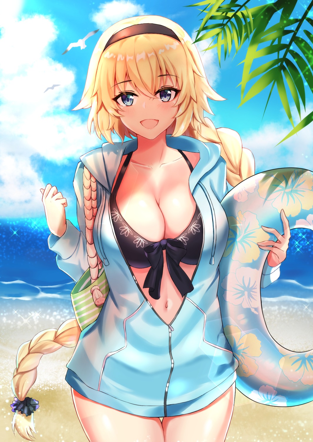 bikini_top fate/grand_order jeanne_d'arc jeanne_d'arc_(fate) ltsum open_shirt swimsuits