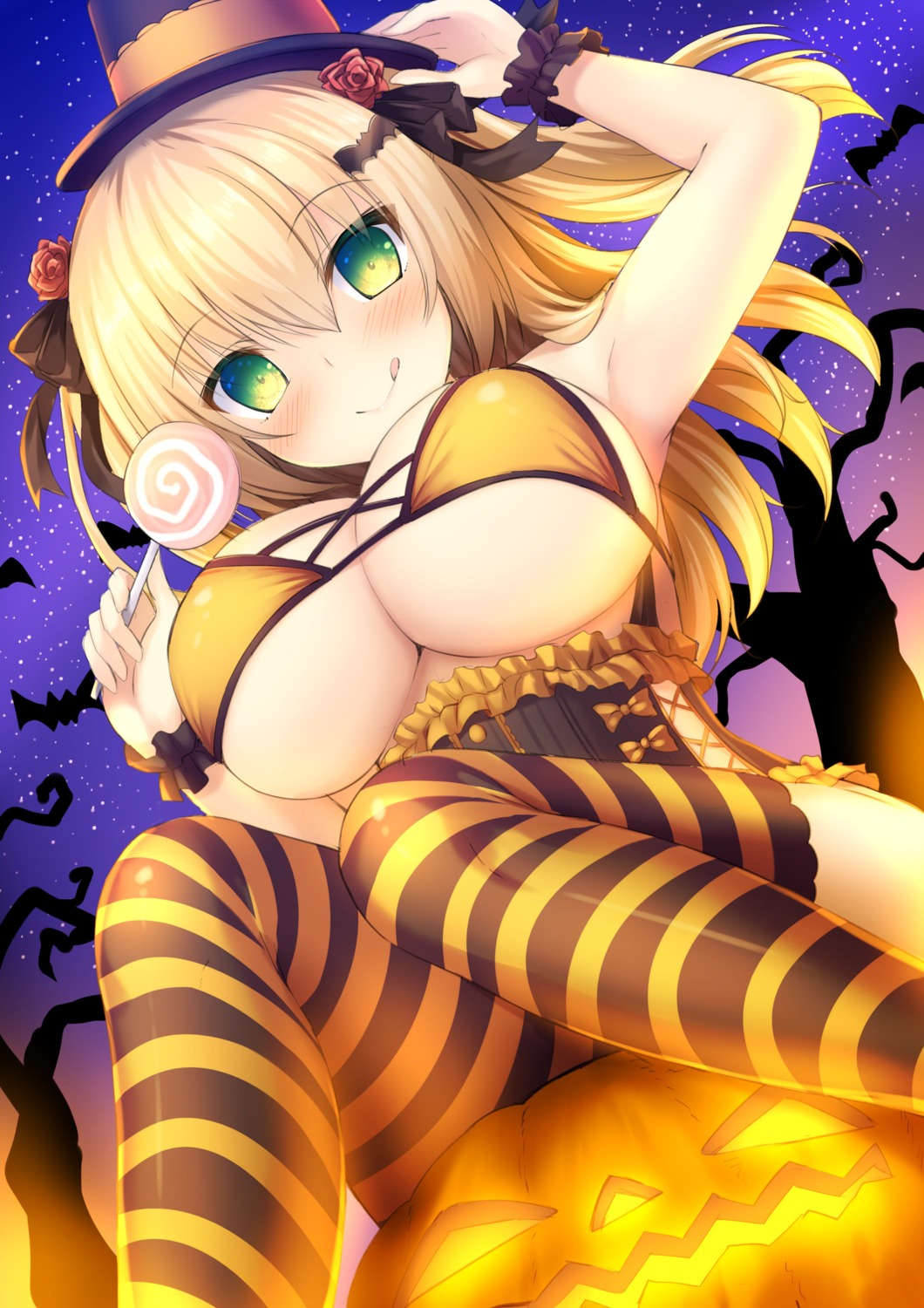 bikini_top halloween jitaku_studio real_eroge_situation! real_eroge_situation!_hx3 swimsuits taiki_ken thighhighs torii_ui underboob