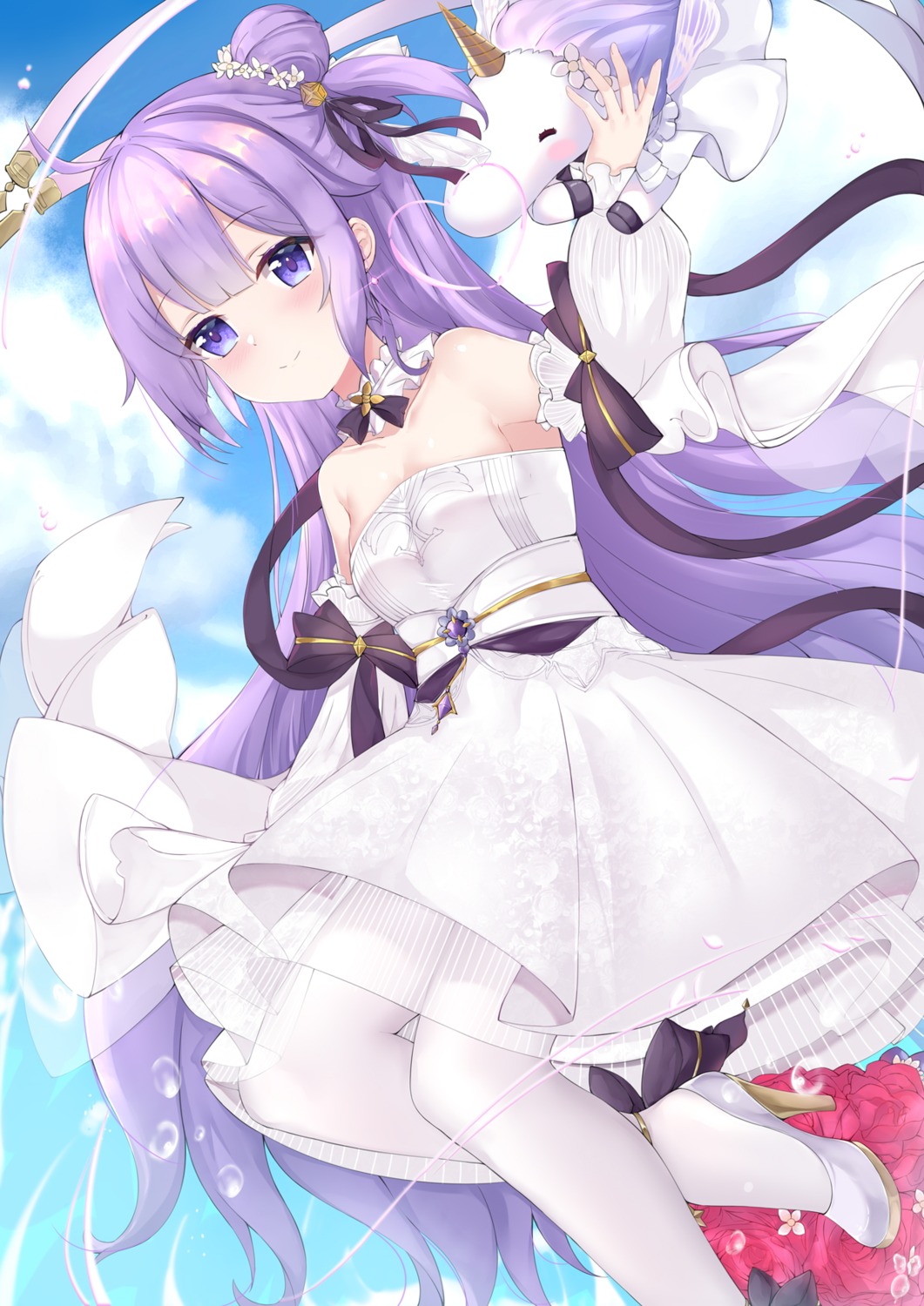 azur_lane dress heels kuaua pantyhose see_through unicorn_(azur_lane) wedding_dress