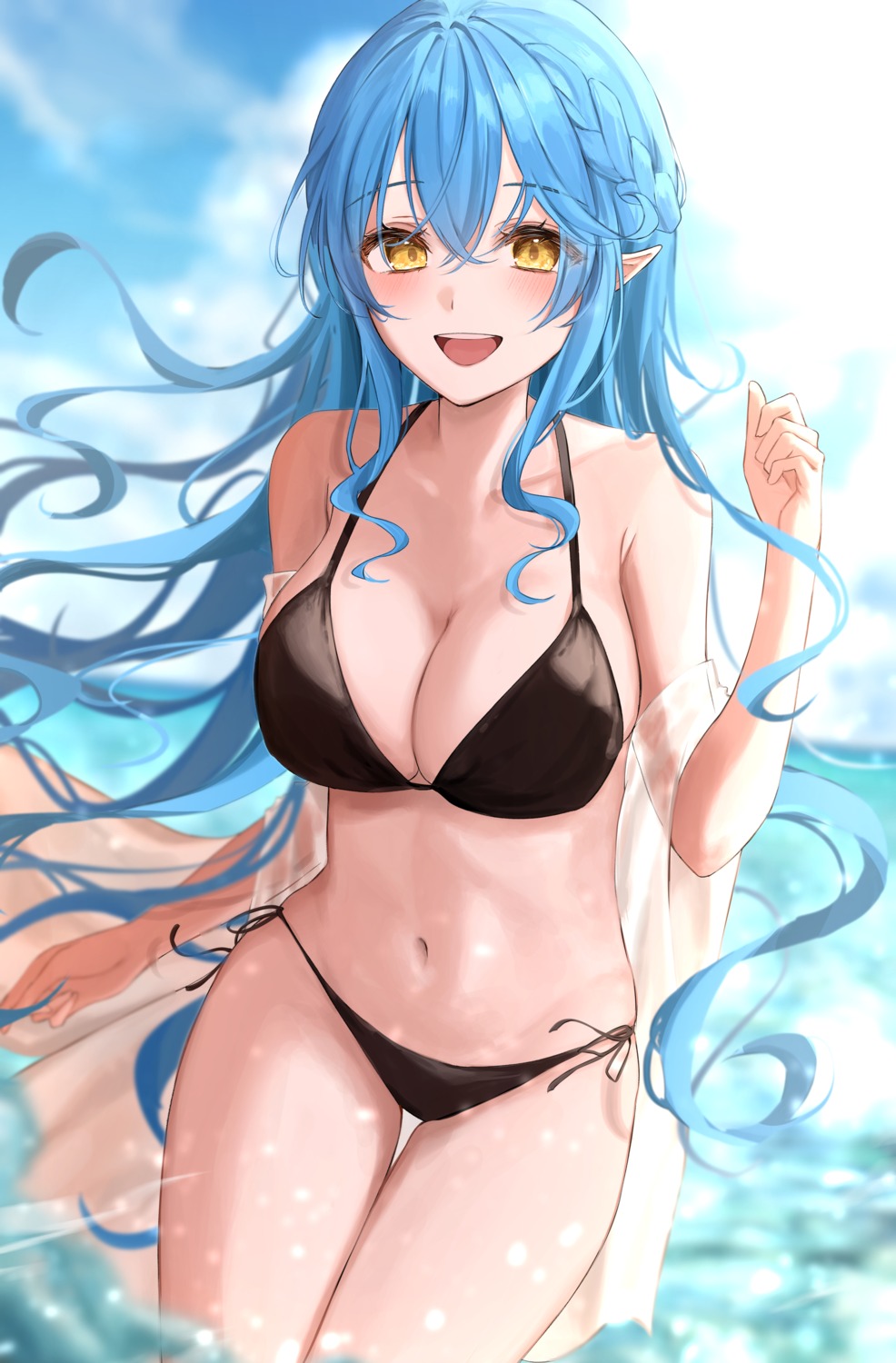 amyu_(amm_asl_pa) bikini elf hololive pointy_ears swimsuits yukihana_lamy