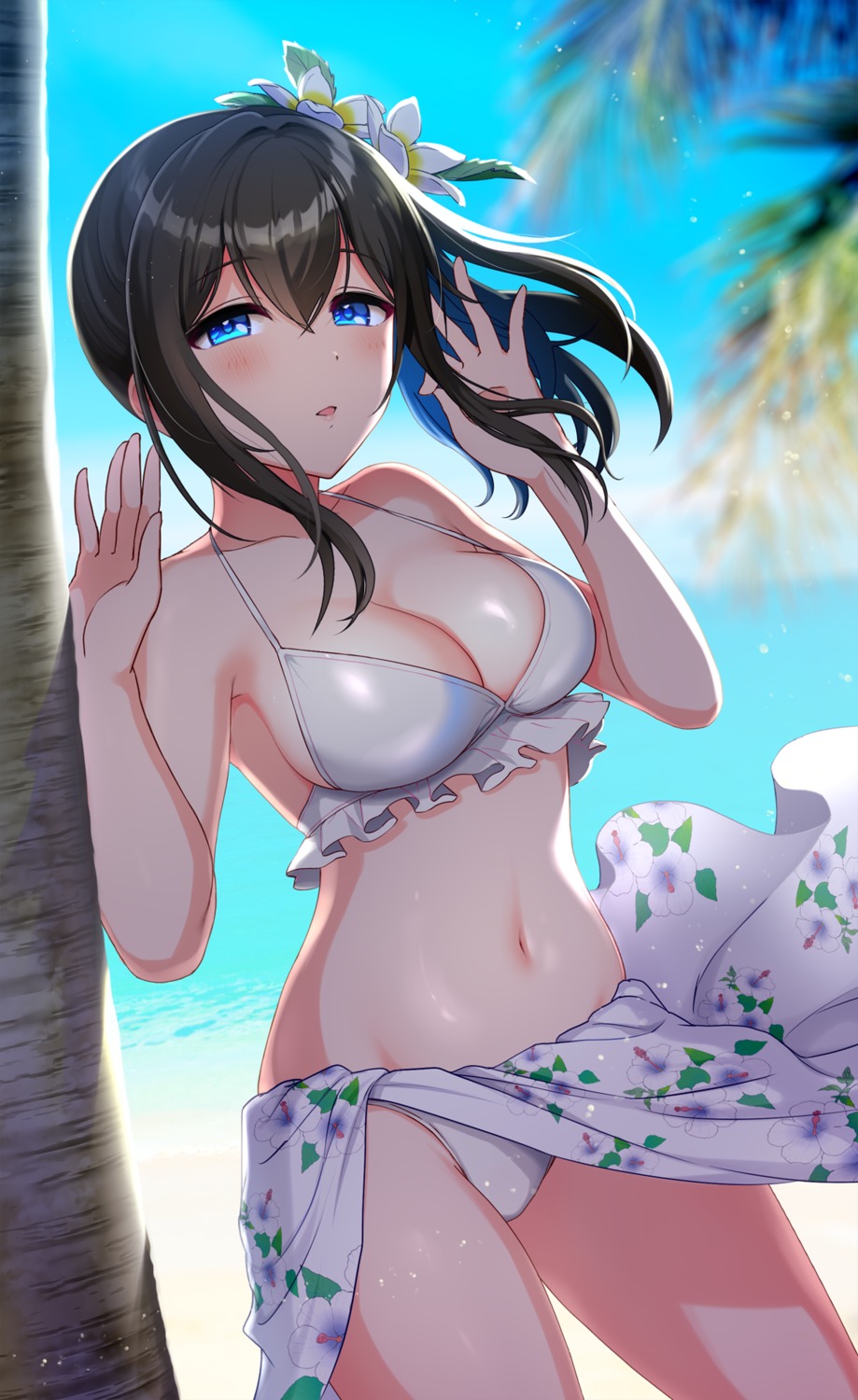 bikini natsuya sagisawa_fumika skirt_lift swimsuits the_idolm@ster the_idolm@ster_cinderella_girls