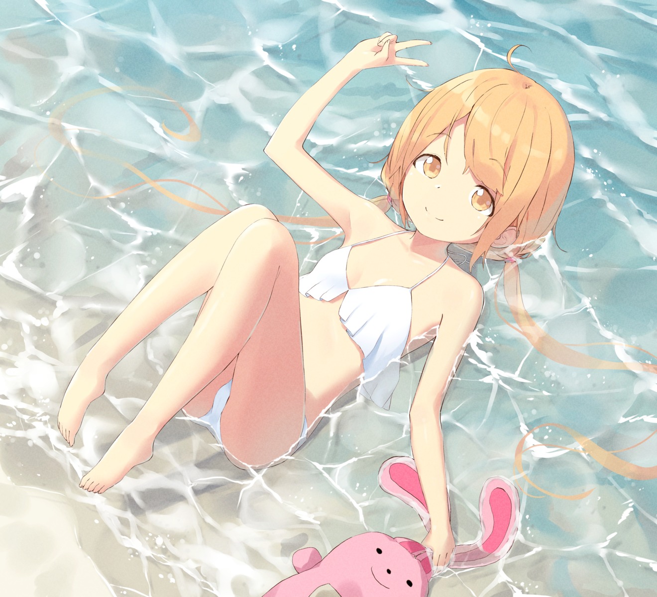 bikini futaba_anzu loli naru12 swimsuits the_idolm@ster the_idolm@ster_cinderella_girls wet