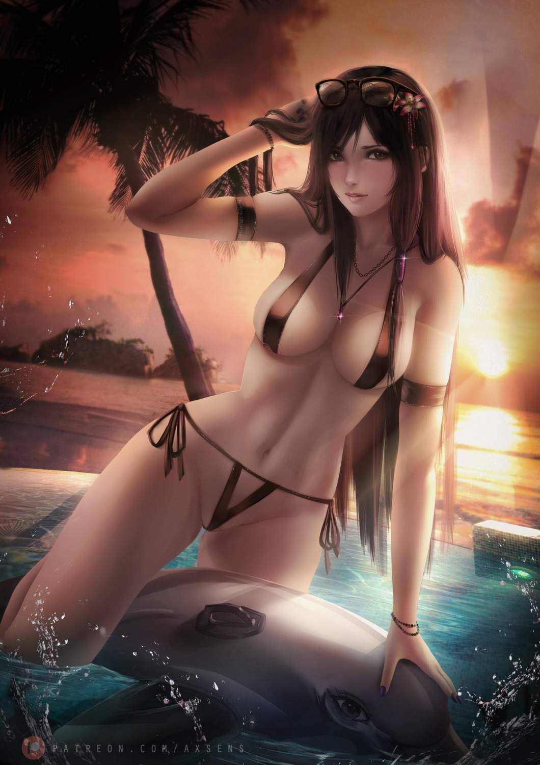 axsens bikini dead_or_alive kokoro megane swimsuits thong wet