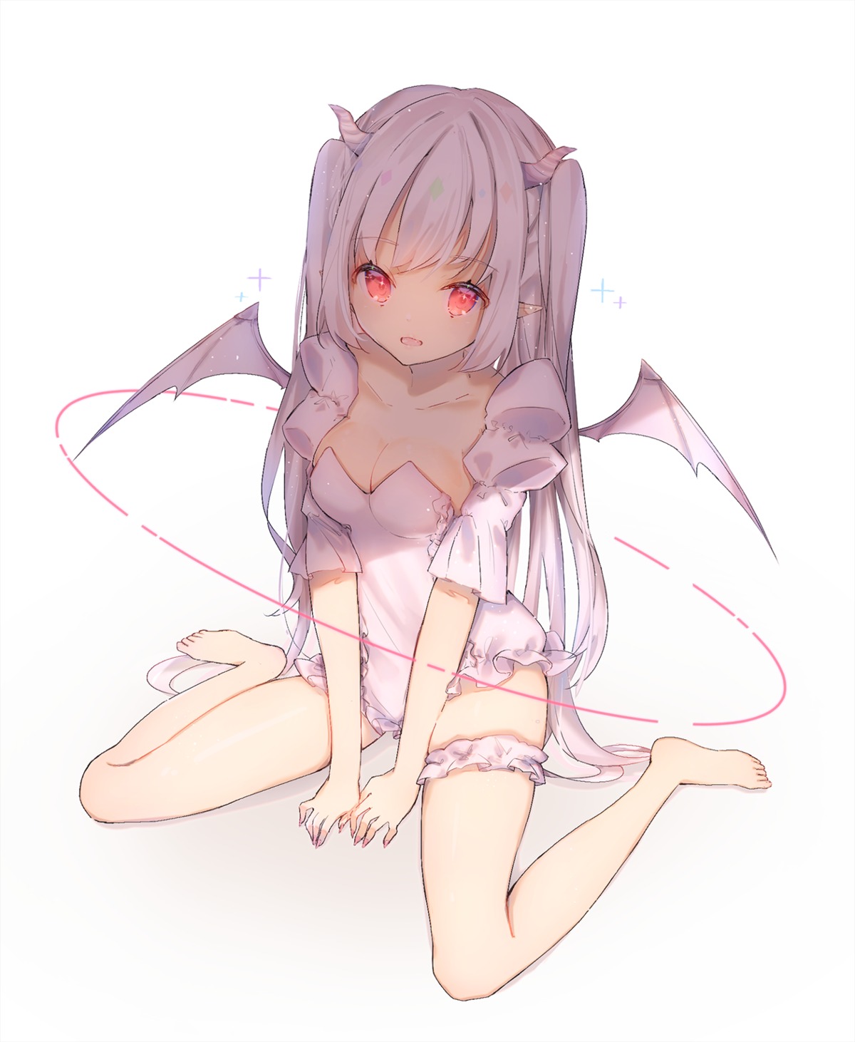 cleavage devil garter horns no_bra pointy_ears shiromi wings