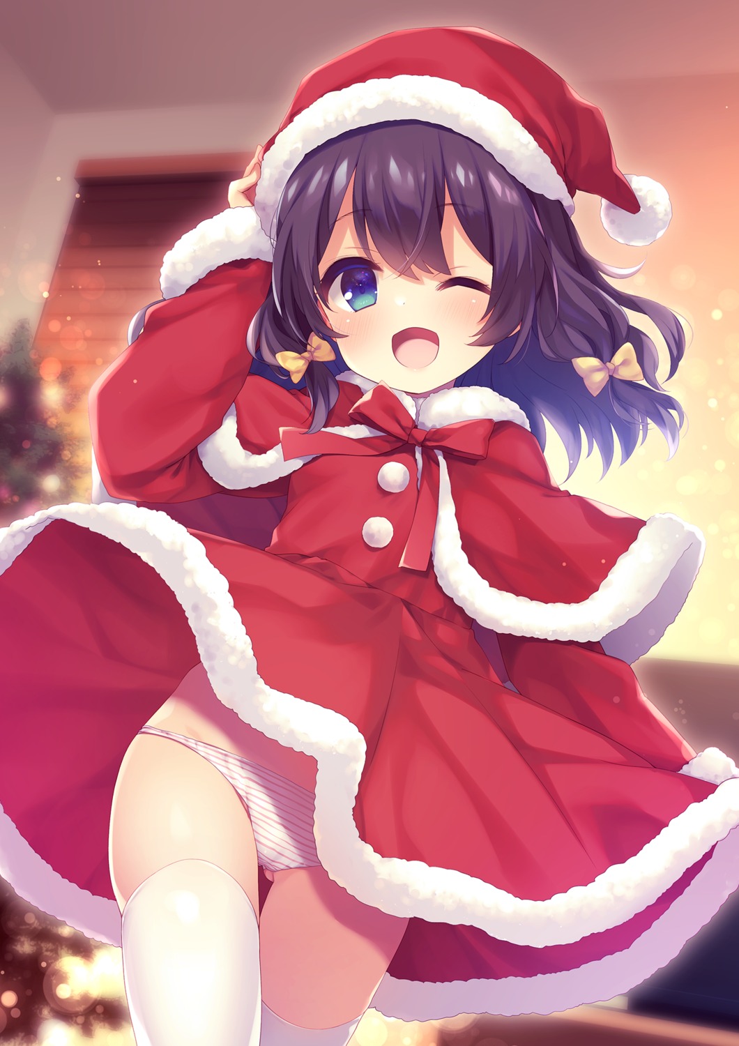 cameltoe christmas fumii loli pantsu shimapan skirt_lift thighhighs