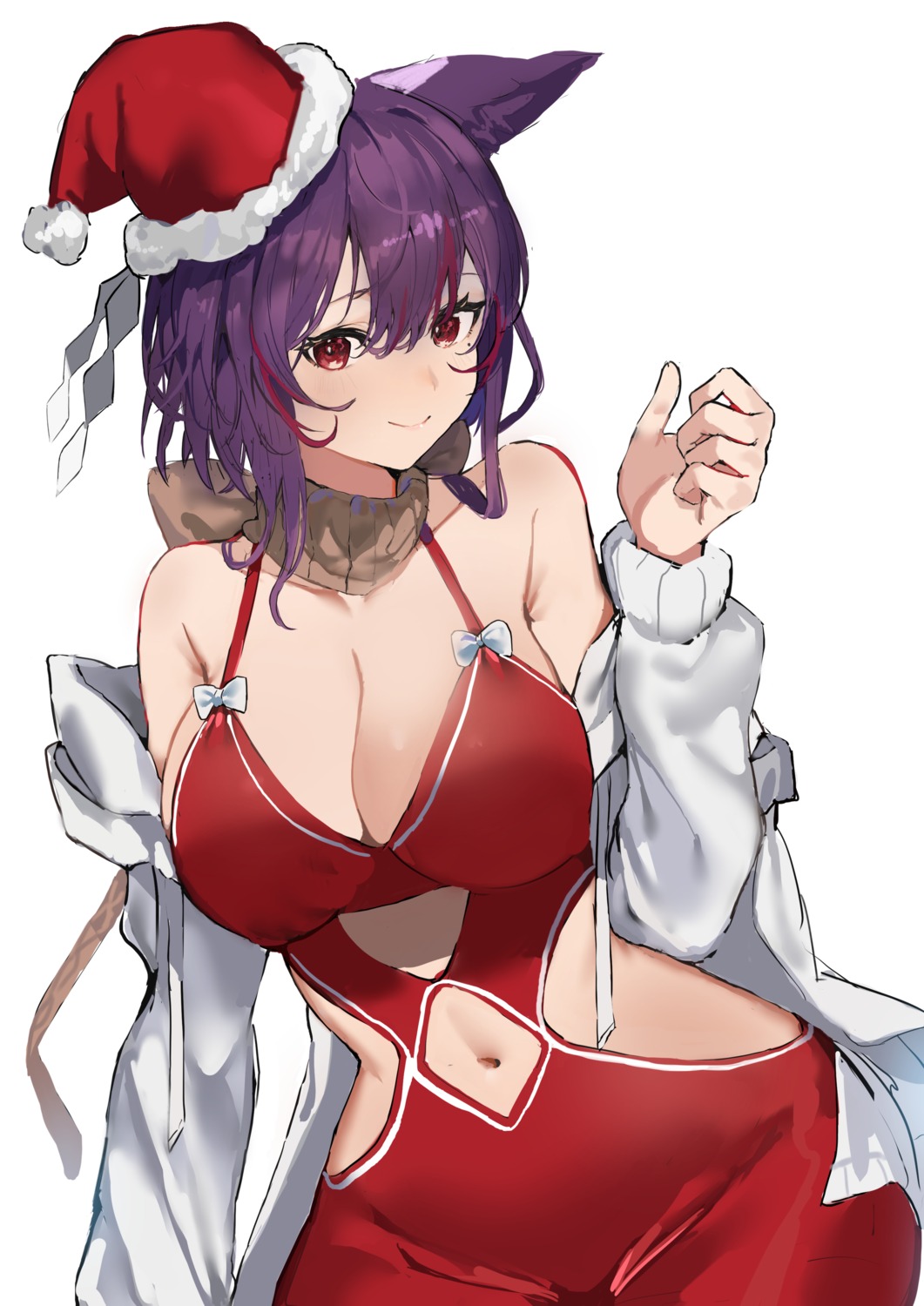 animal_ears christmas dress nekomimi no_bra yakihokoudon