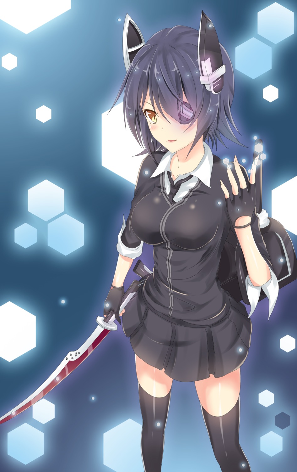 eyepatch kantai_collection seedkeng sword tenryuu_(kancolle) thighhighs