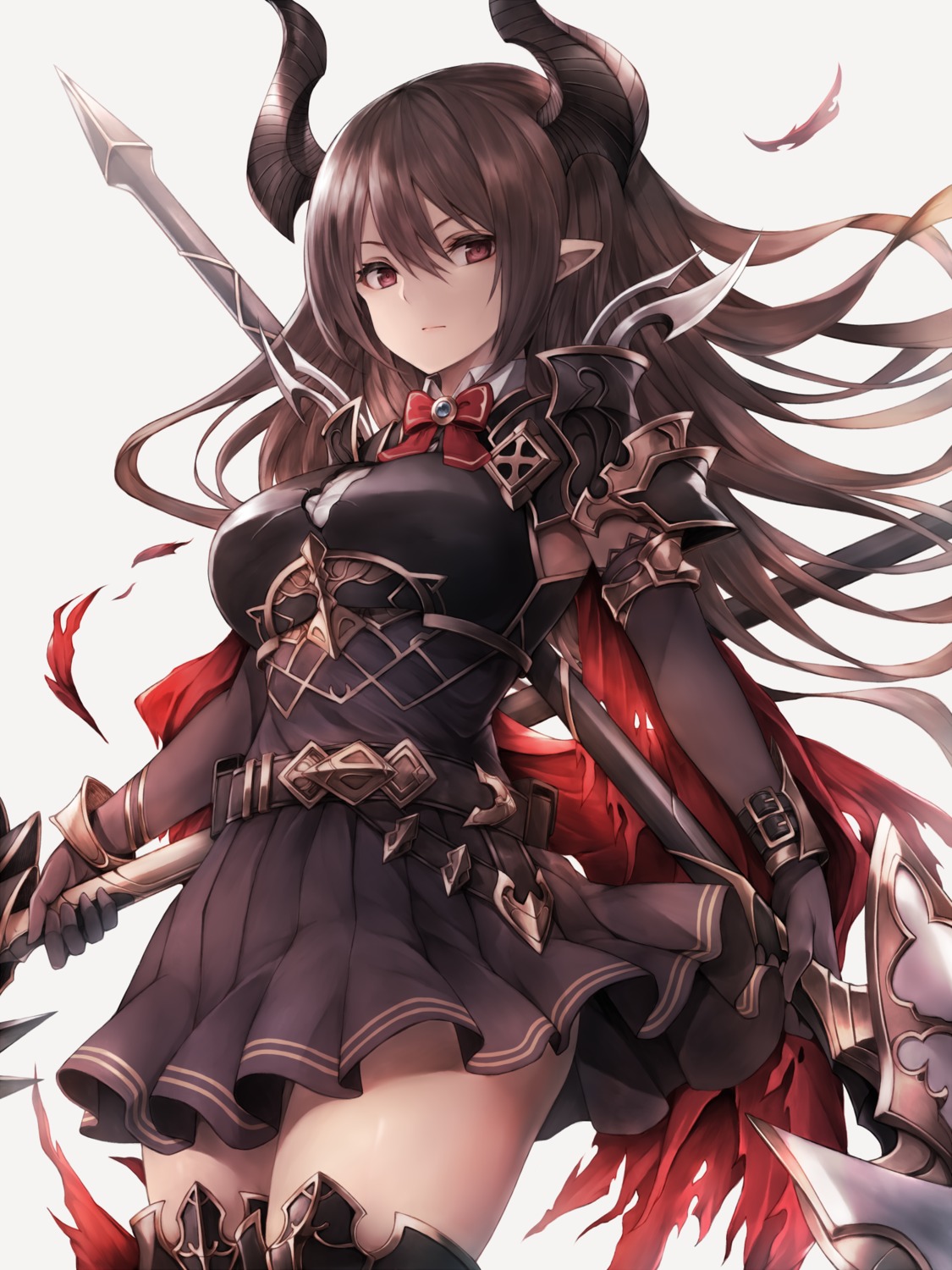 armor forte_(shingeki_no_bahamut) horns pointy_ears shingeki_no_bahamut snm_(sunimi) thighhighs weapon