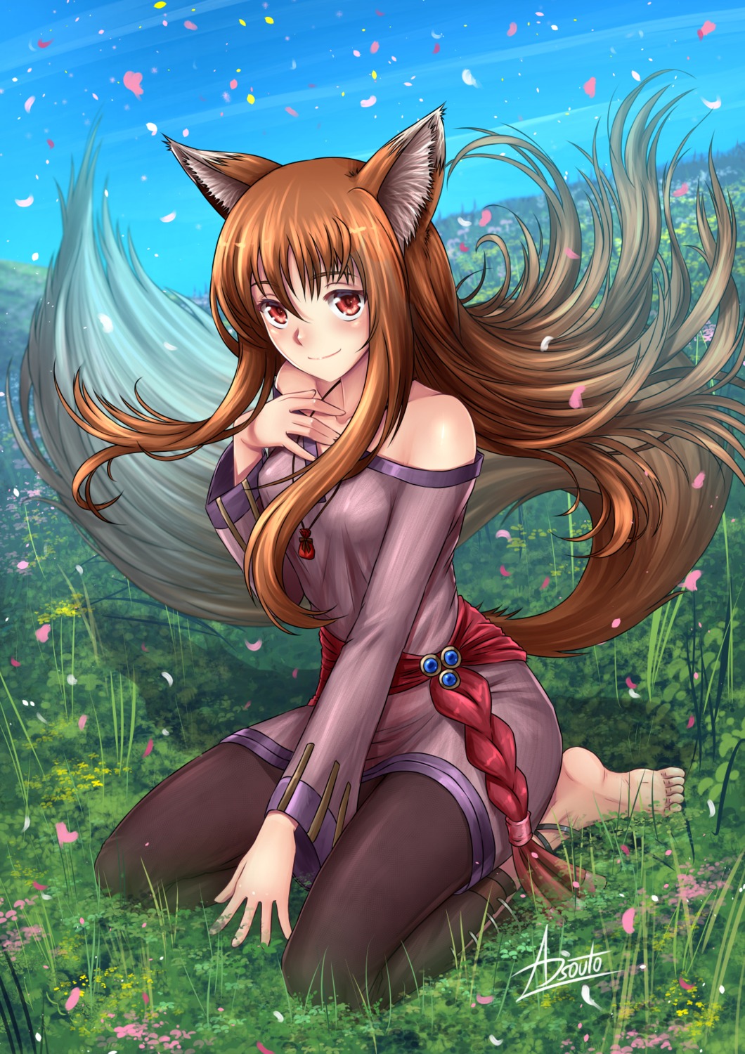 adsouto animal_ears holo spice_and_wolf tail