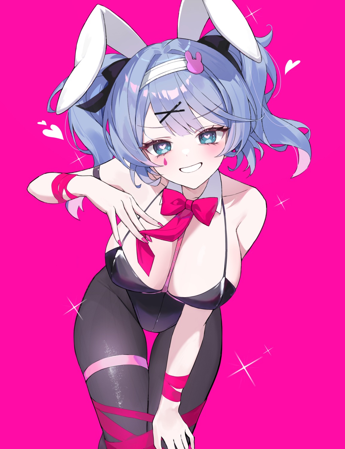 animal_ears bondage bunny_ears bunny_girl garter hatsune_miku jogabi no_bra pantyhose rabbit_hole_(vocaloid) tattoo vocaloid