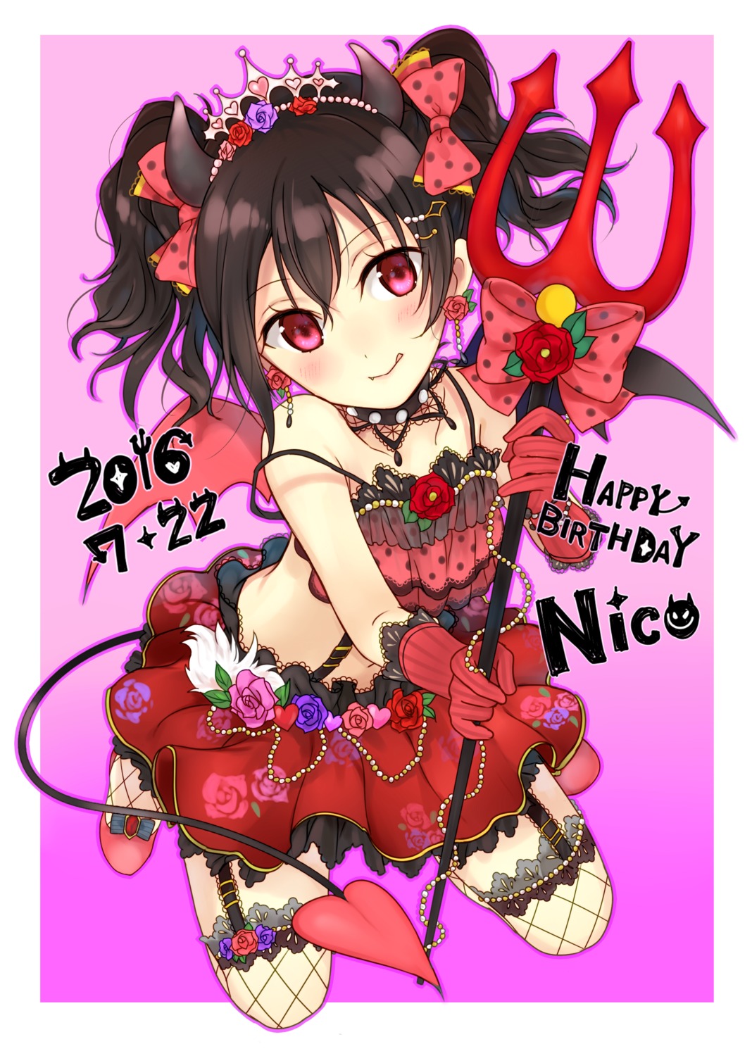 fishnets horns kakizato_shinano love_live! stockings tail thighhighs weapon wings yazawa_nico