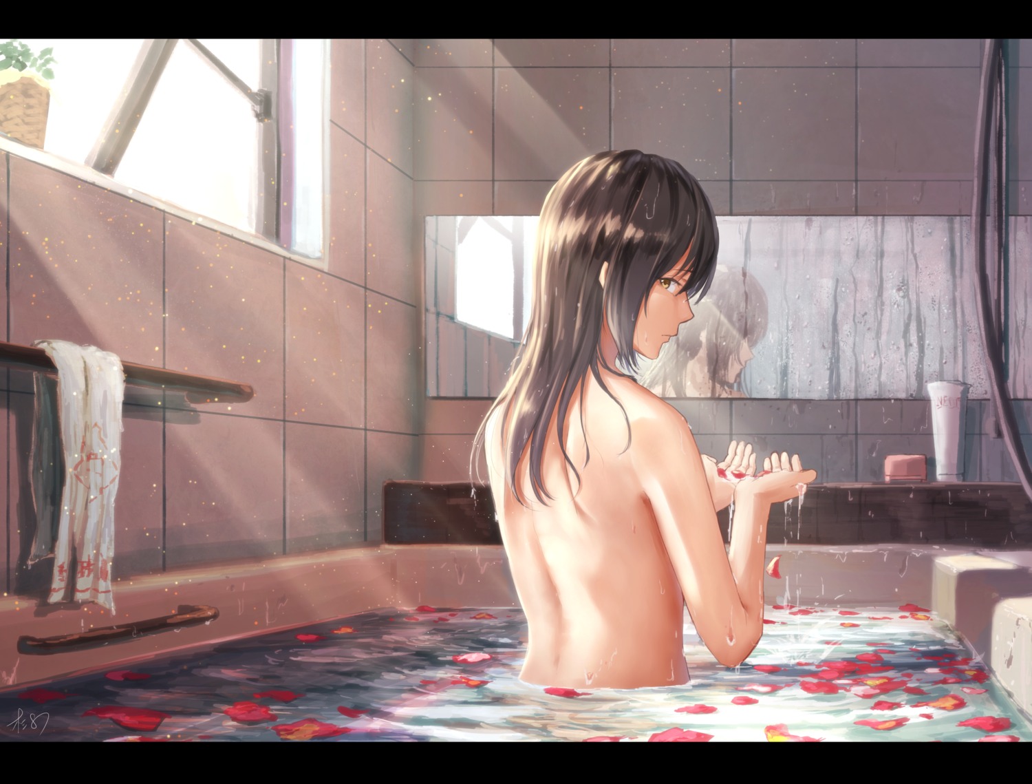 bathing naked sugi87 wet