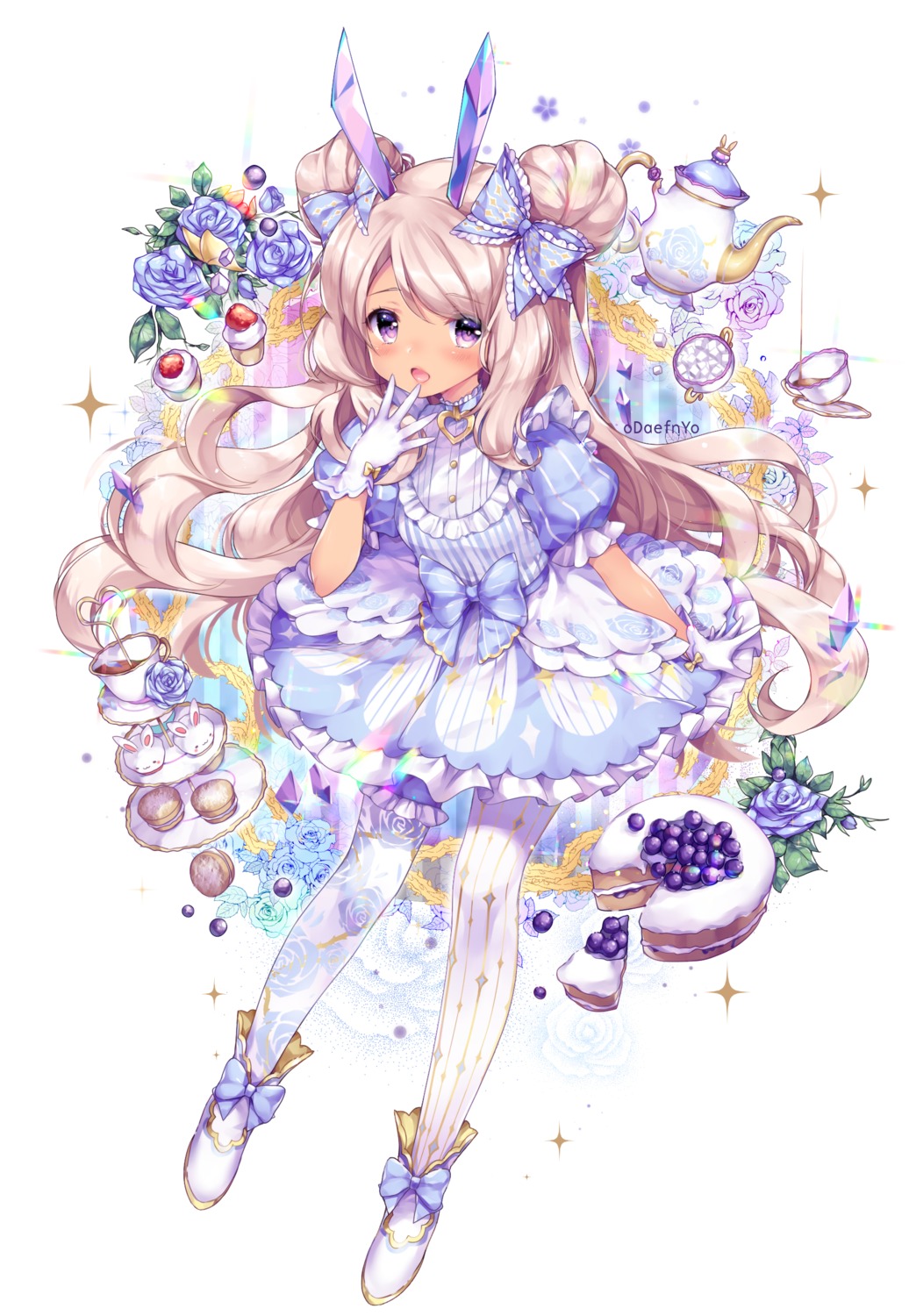 animal_ears bunny_ears garter gothic_lolita lolita_fashion odaefnyo pantyhose