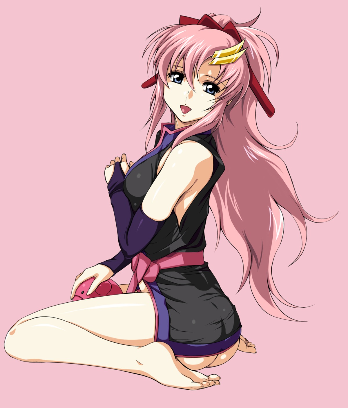 ass breast_hold feet gundam gundam_seed haiboku_kamen haro japanese_clothes kimono lacus_clyne nopan zundarepon