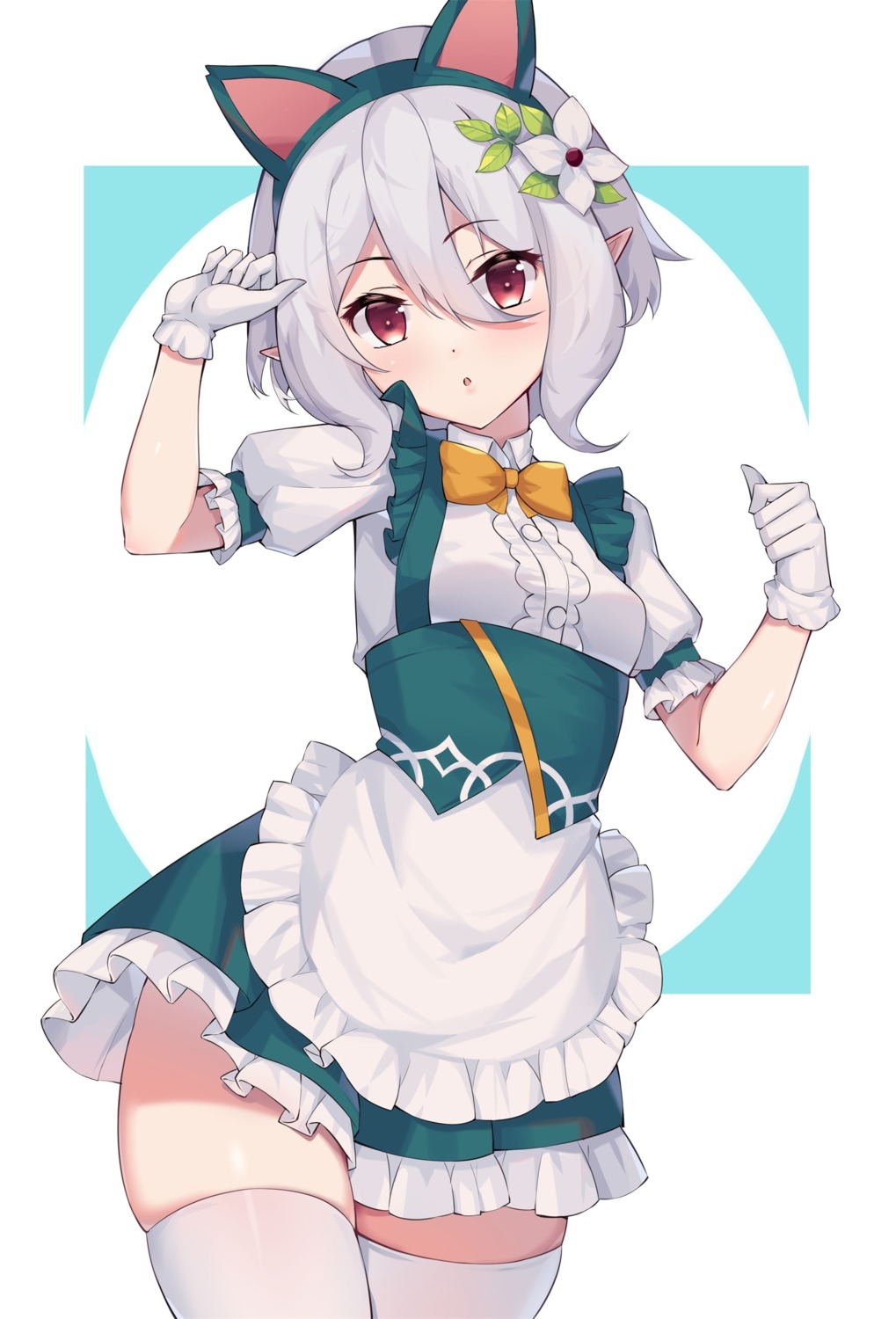 animal_ears artist_revision eol_9 kokkoro maid nekomimi pointy_ears princess_connect princess_connect!_re:dive thighhighs