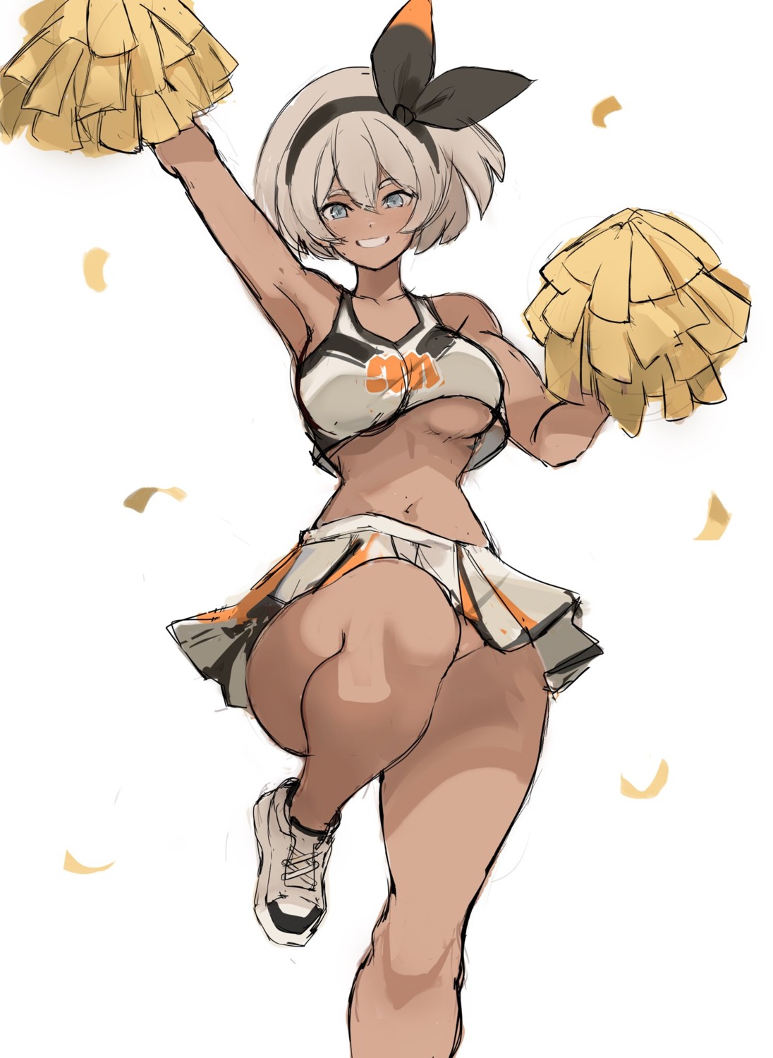 cheerleader no_bra pokemon pokemon_swsh rakeemspoon saitou_(pokemon) shirt_lift sketch skirt_lift