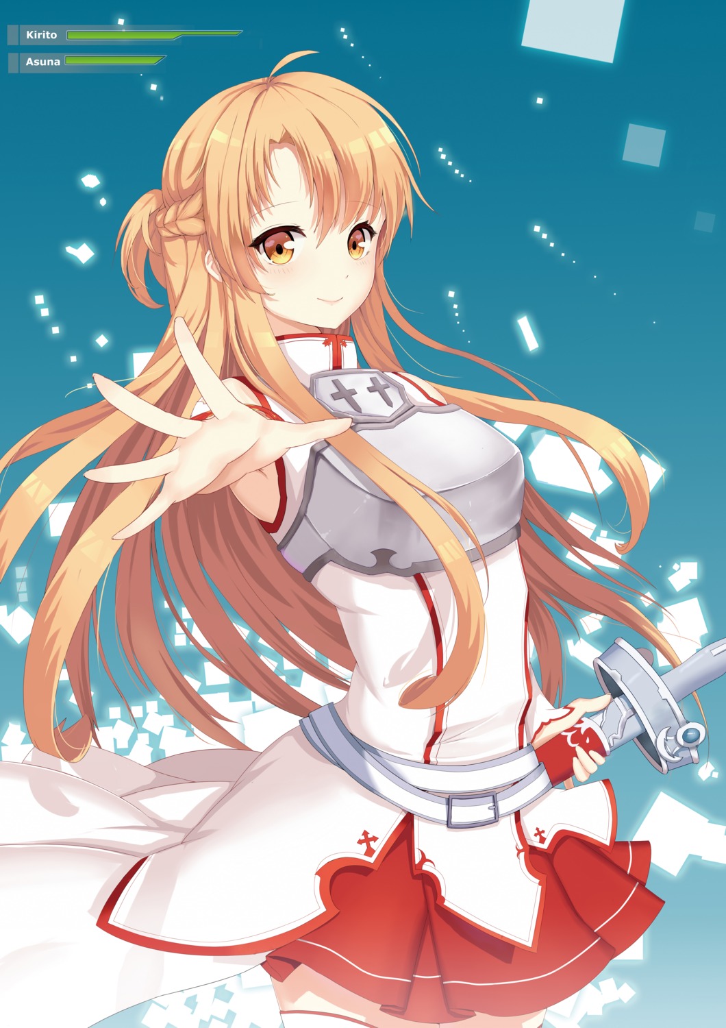 armor asuna_(sword_art_online) sugar_sound sword sword_art_online thighhighs