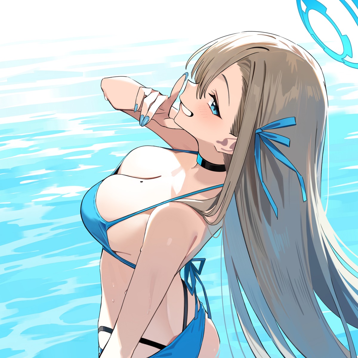 bikini blue_archive halo ichinose_asuna swimsuits wet xiaoxiao_de_kuangsan