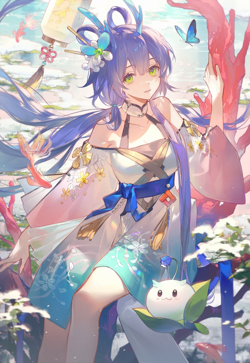 asian_clothes horns luo_tianyi no_bra ren_jian_shi_lian vocaloid