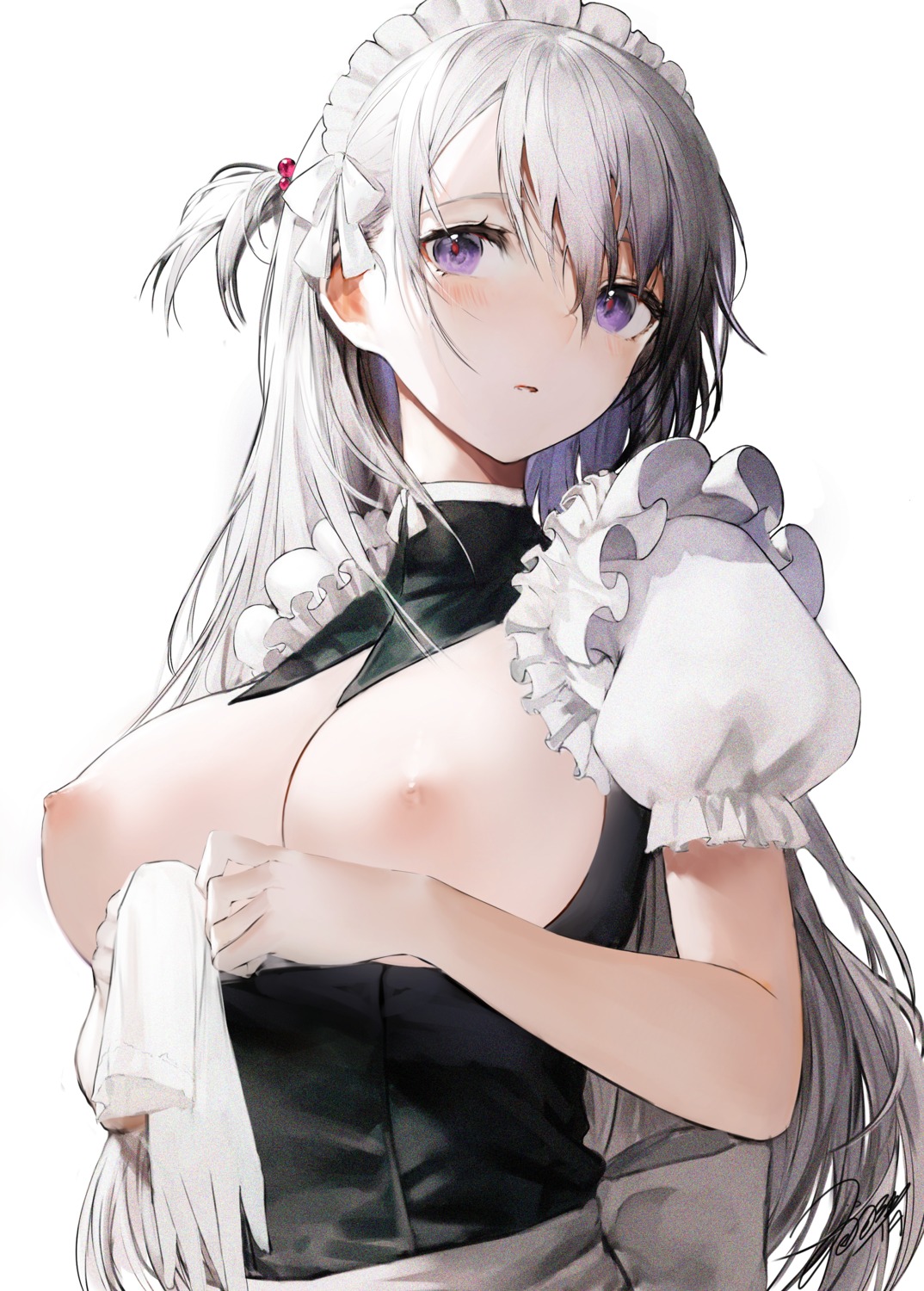 breasts haori_io maid nipples no_bra open_shirt