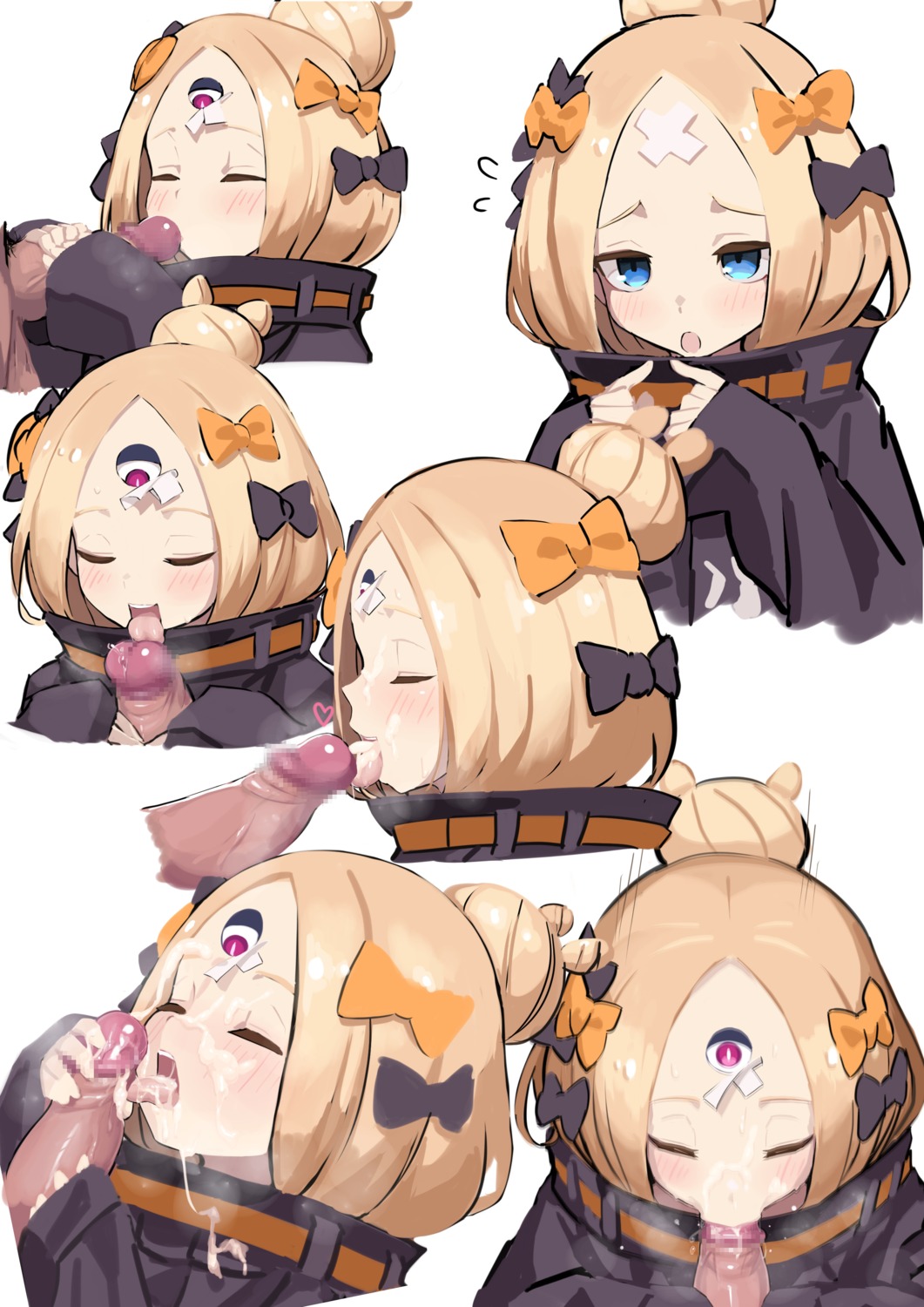 abigail_williams_(fate) bandaid censored cum fate/grand_order fellatio kunabishi loli penis