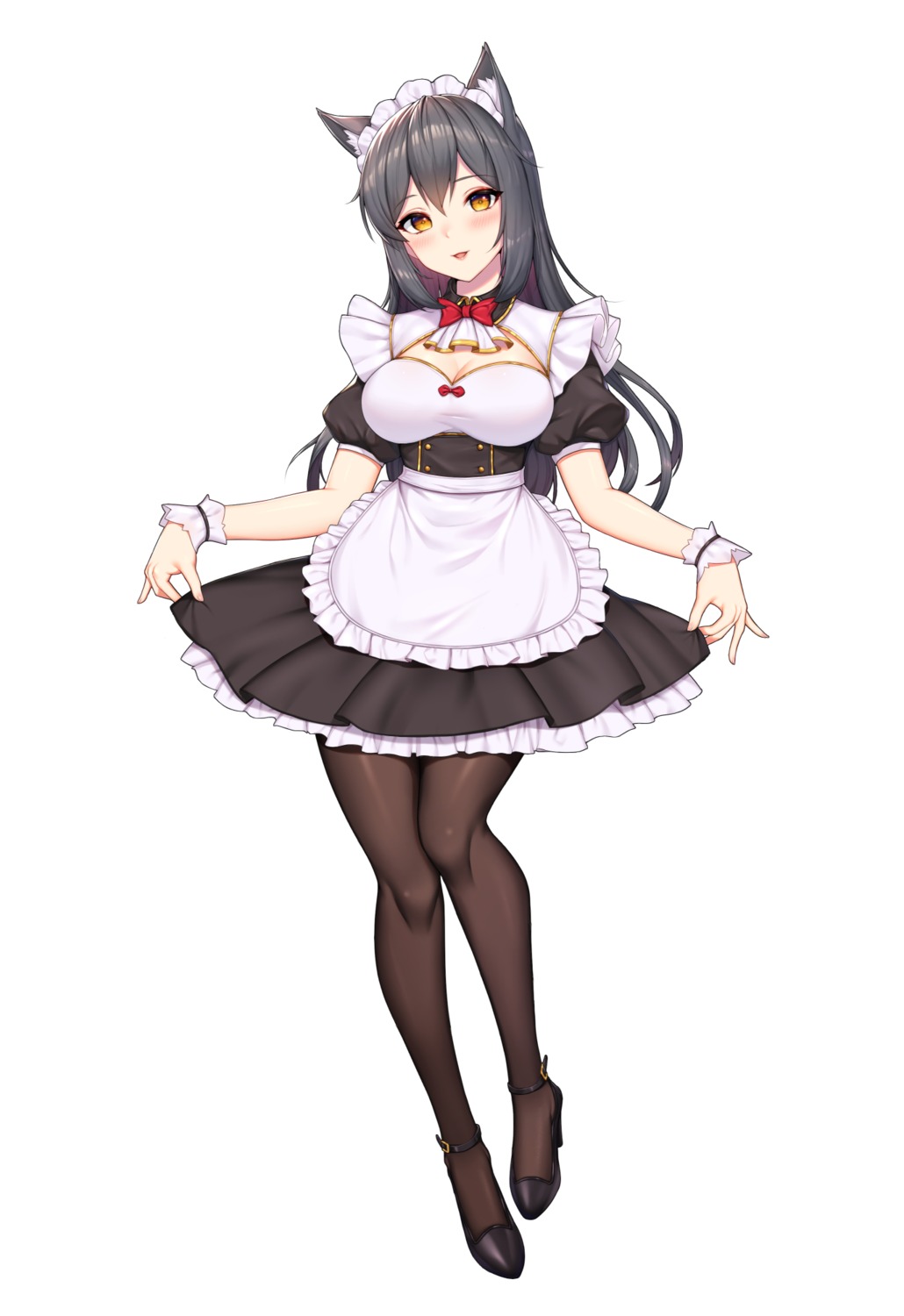 animal_ears arknights bencao_gangmu_(anquan_sy) cleavage heels inumimi maid pantyhose skirt_lift texas_(arknights)