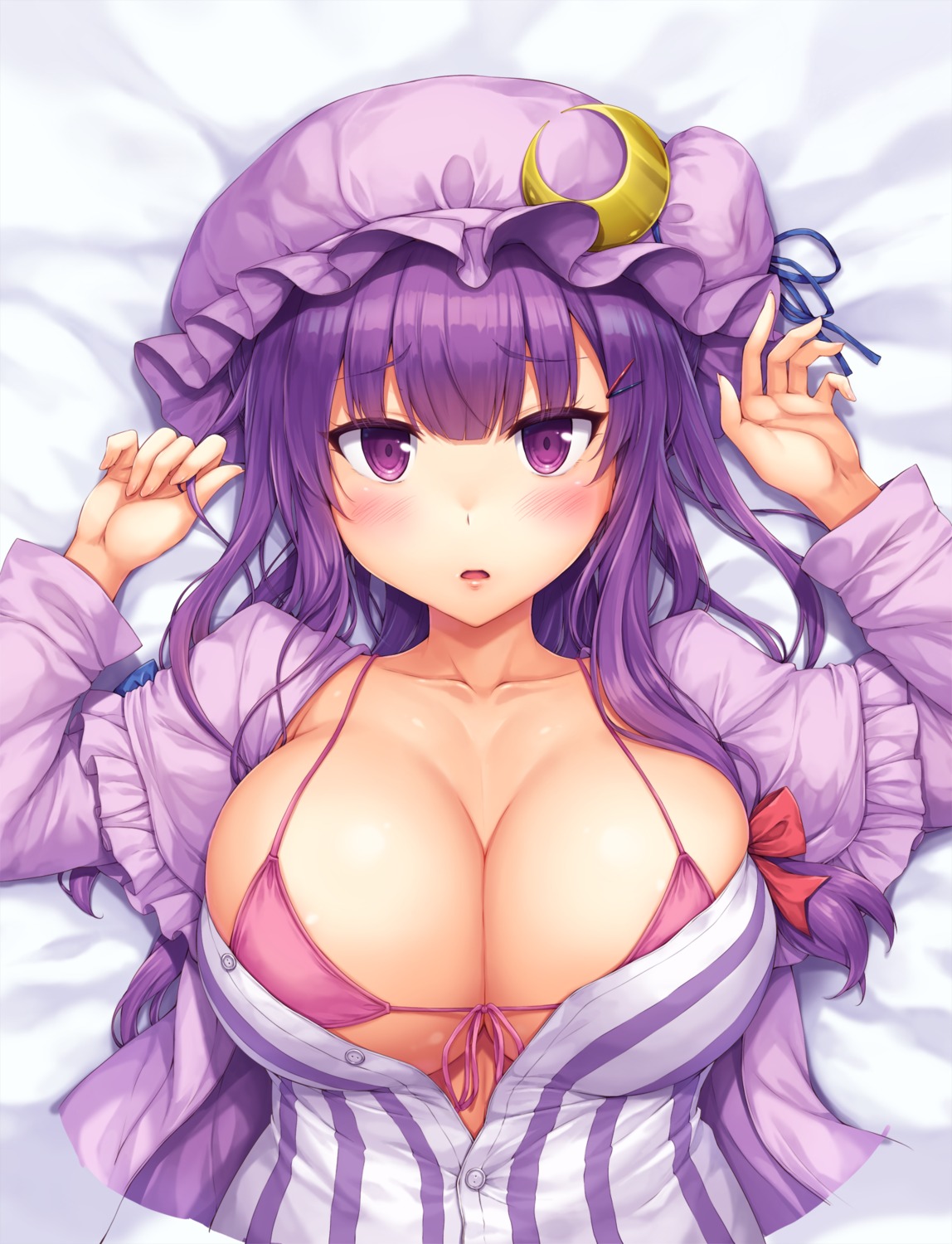 bikini_top open_shirt patchouli_knowledge snowcanvas swimsuits touhou