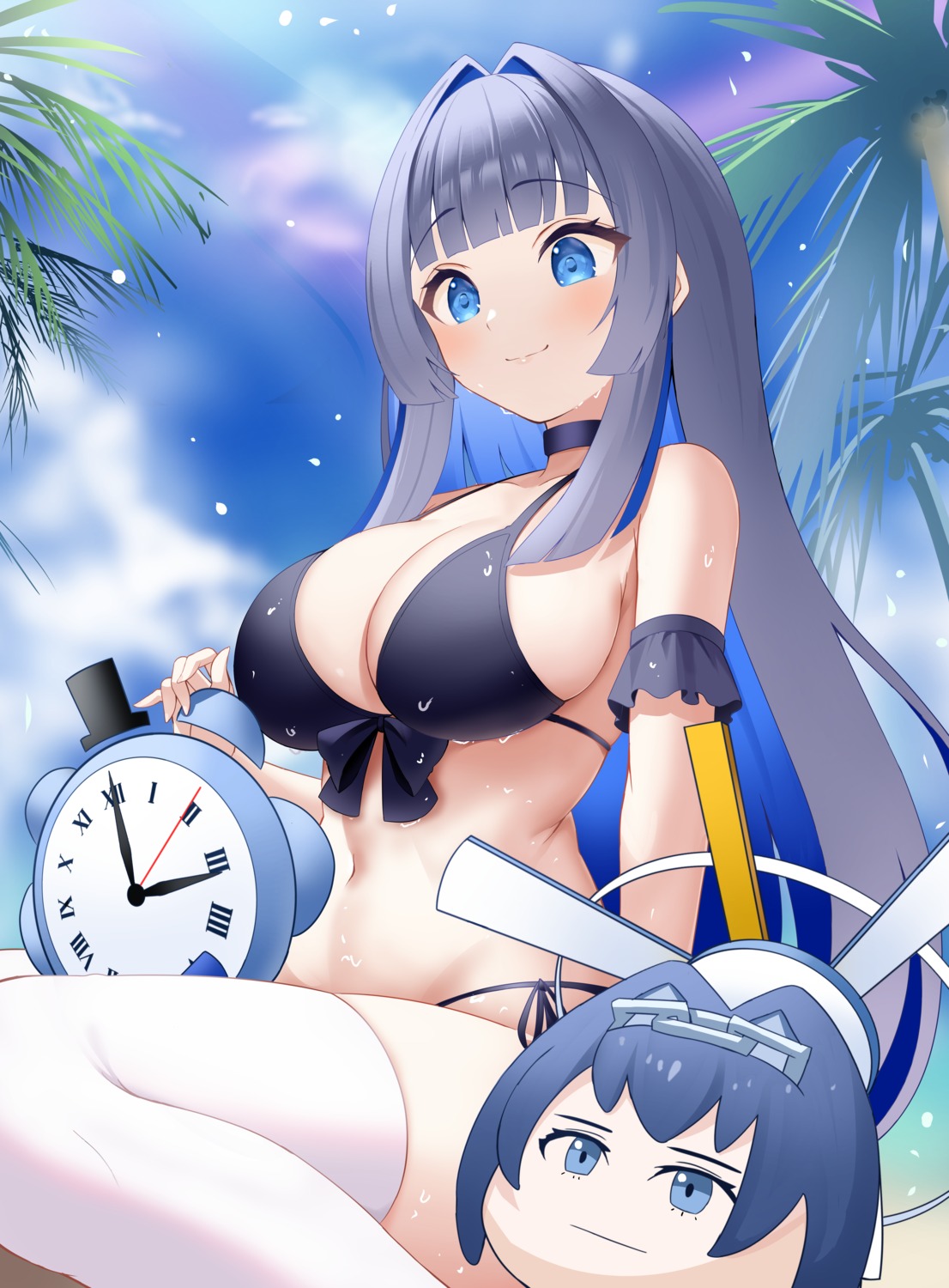 bikini hololive hololive_english kronie_(ouro_kronii) ouro_kronii roina_(effj7473) swimsuits thighhighs wet yukkronii_(ouro_kronii)