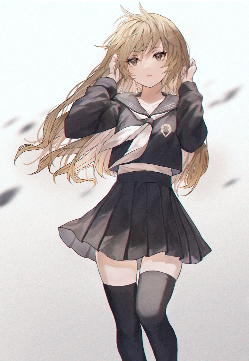 corpse_(pixiv) seifuku skirt_lift thighhighs