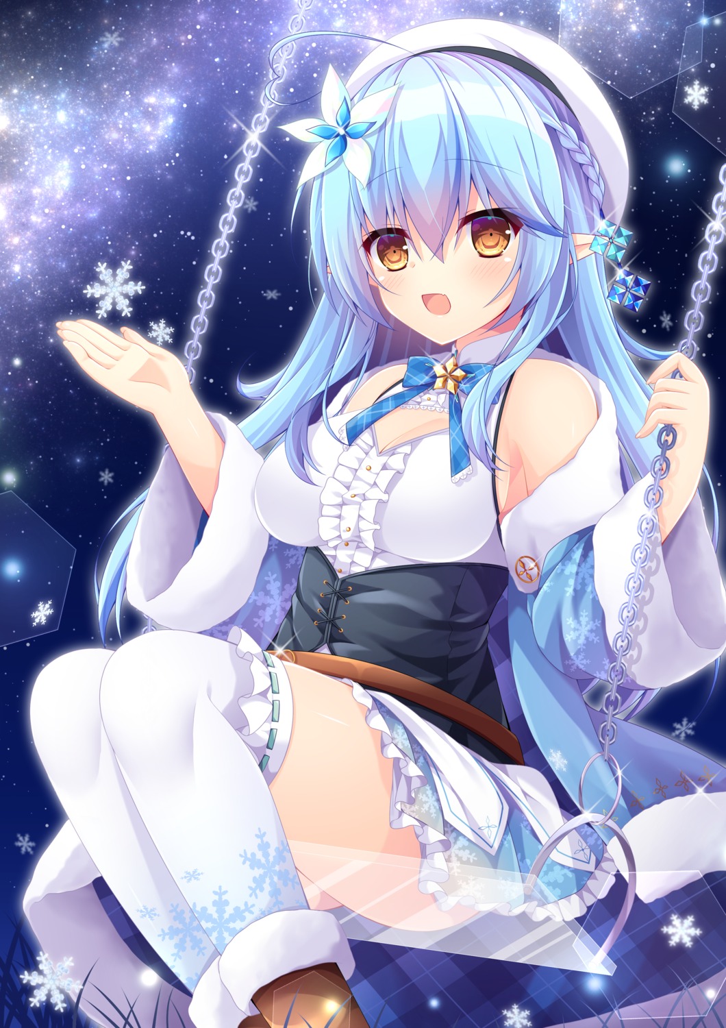 cleavage elf hololive pointy_ears thighhighs yukihana_lamy yukimura_usagi