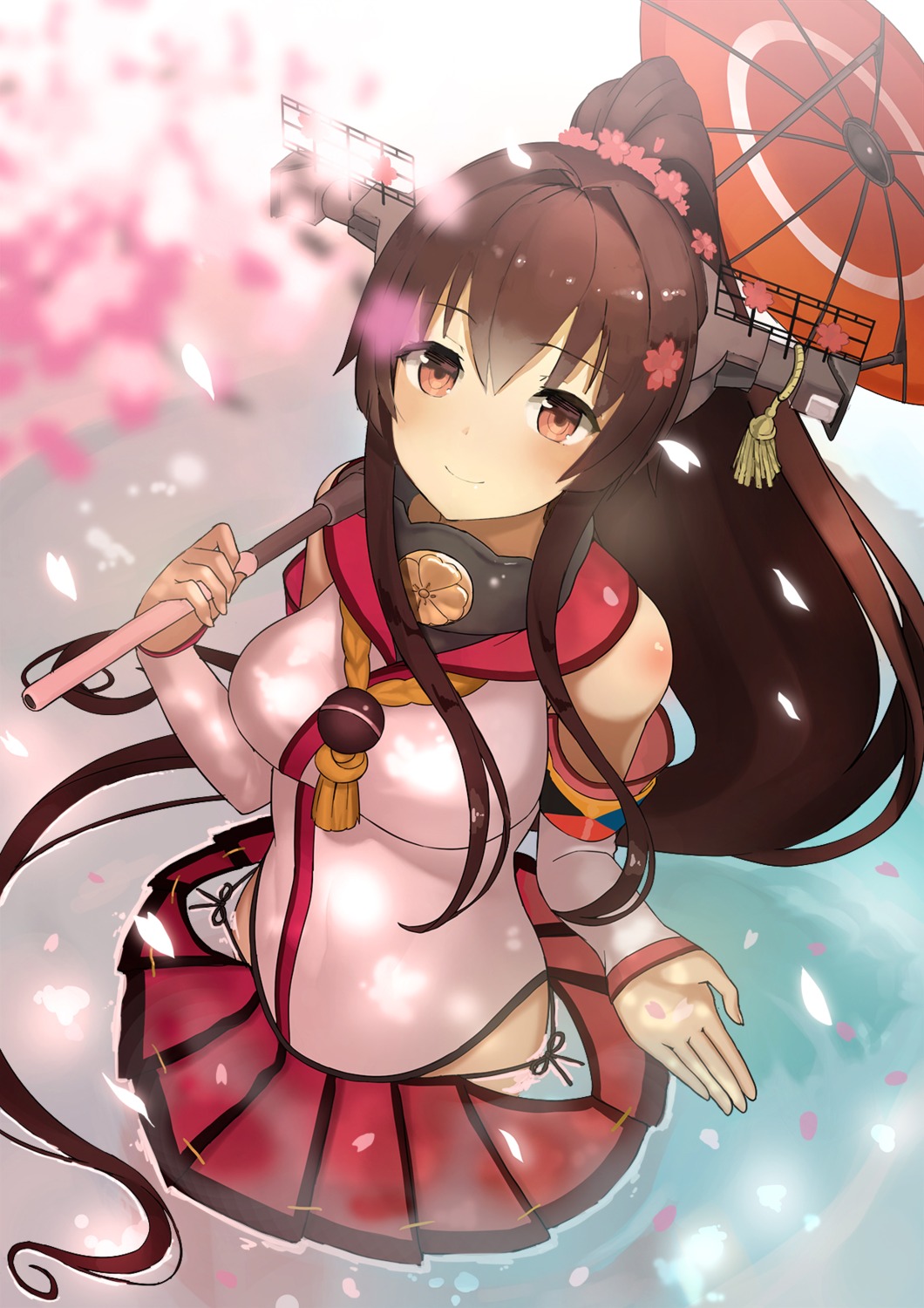 ccaw kantai_collection umbrella wet yamato_(kancolle)