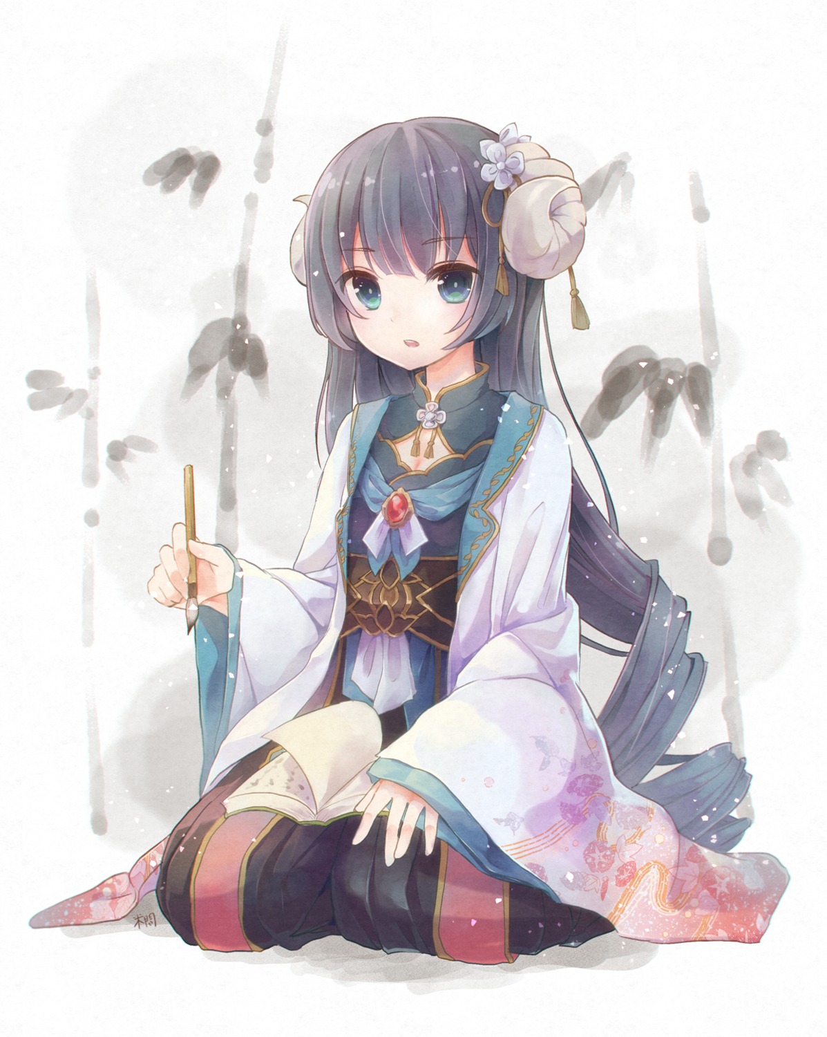 asian_clothes horns yonema