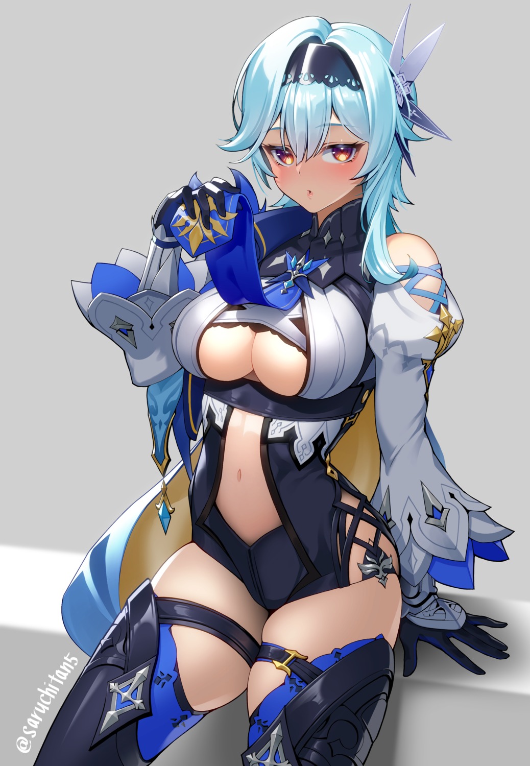 eula garter genshin_impact no_bra saruchitan thighhighs