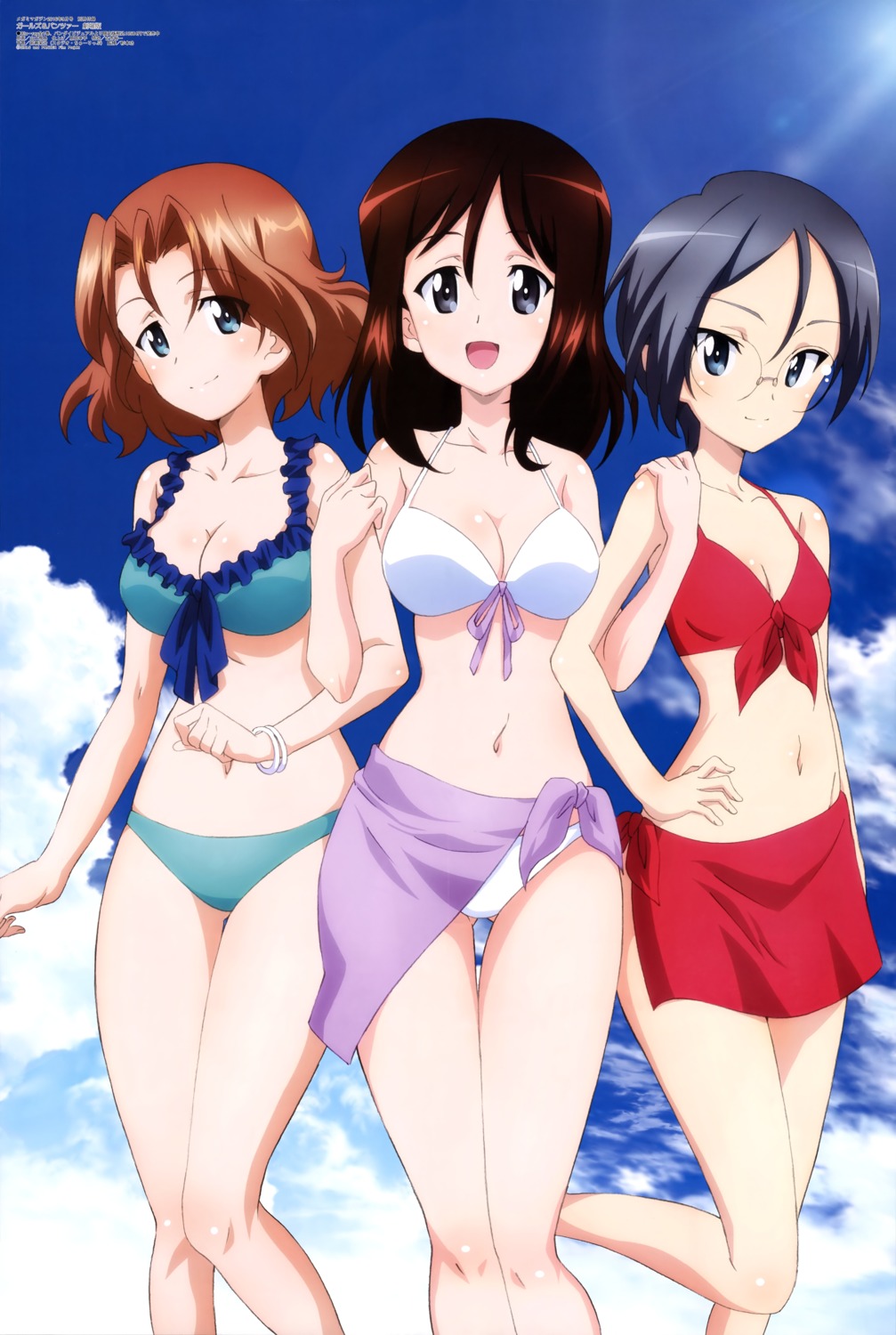 azumi_(girls_und_panzer) bikini cleavage girls_und_panzer megane megumi_(girls_und_panzer) rumi_(girls_und_panzer) swimsuits yamaguchi_asuka