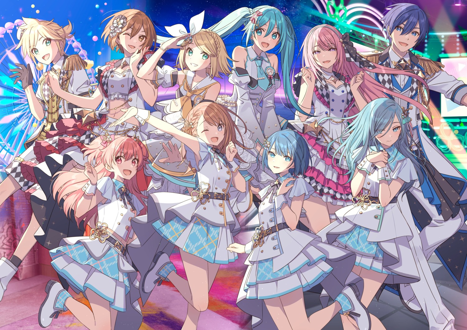 hanasato_minori hatsune_miku hechima hinomori_shizuku kagamine_len kagamine_rin kaito kiritani_haruka masuo_haruka megurine_luka meiko momoi_airi project_sekai sega uniform vocaloid