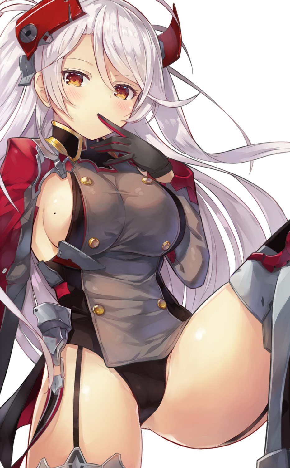 azur_lane cameltoe motokonut pantsu prinz_eugen_(azur_lane) stockings thighhighs uniform