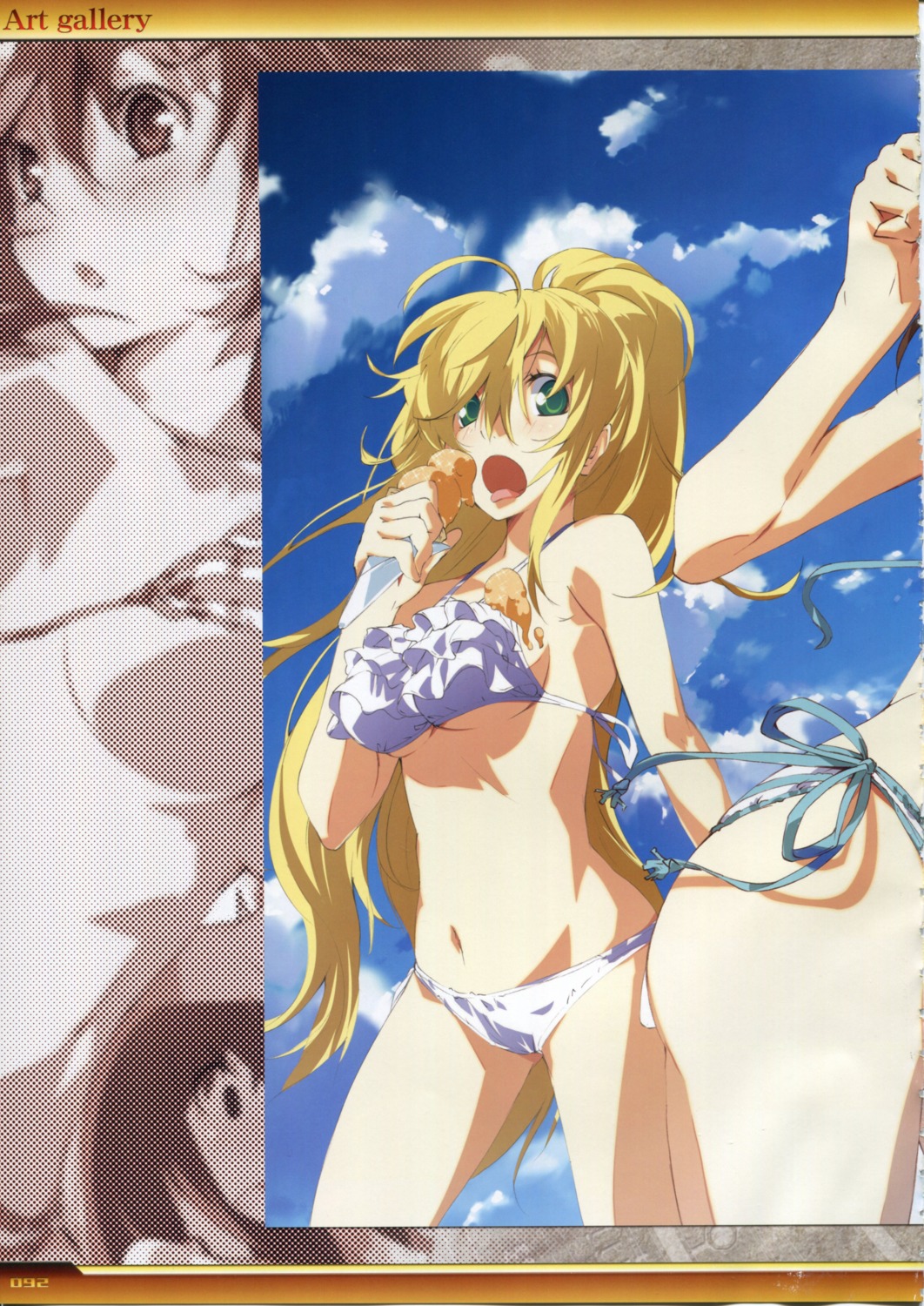 ayase_kasumi bikini cream dies_irae g_yuusuke light marie_(dies_irae) stitchme swimsuits underboob