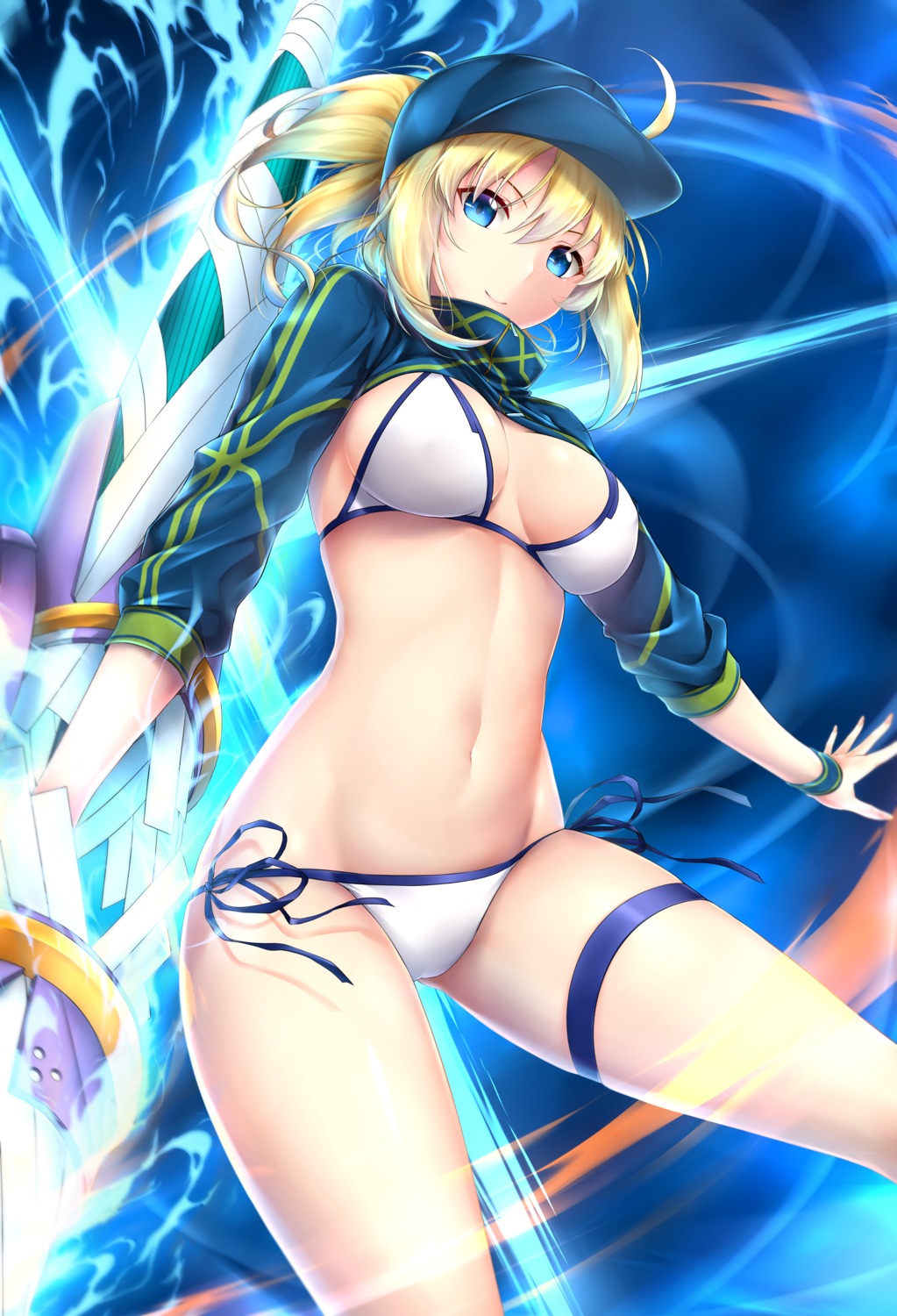 bikini cameltoe cleavage erect_nipples fate/grand_order garter heroine_xx rei_kun swimsuits weapon