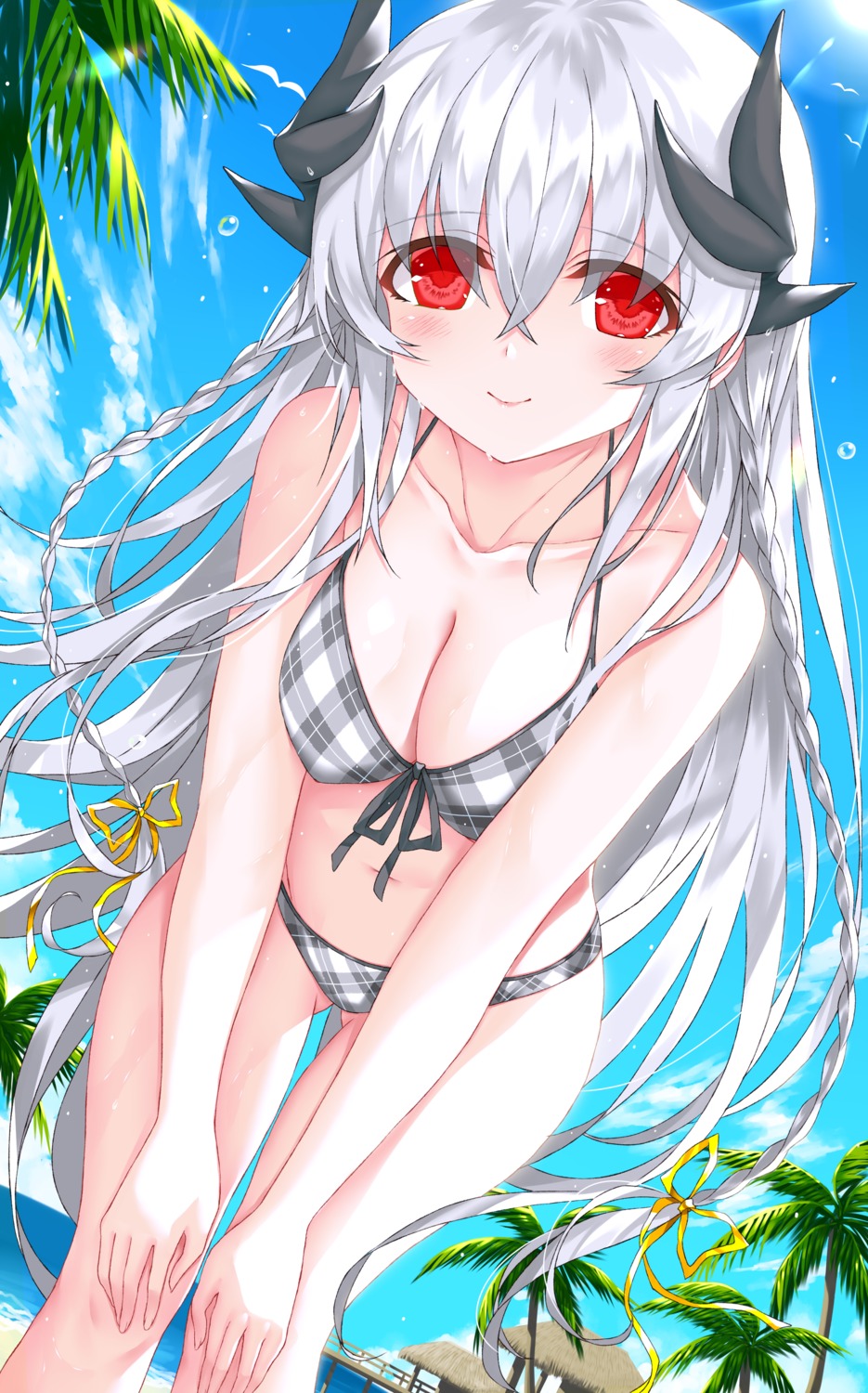 bikini cleavage fate/grand_order horns kiyohime_(fate/grand_order) morizono_shiki swimsuits