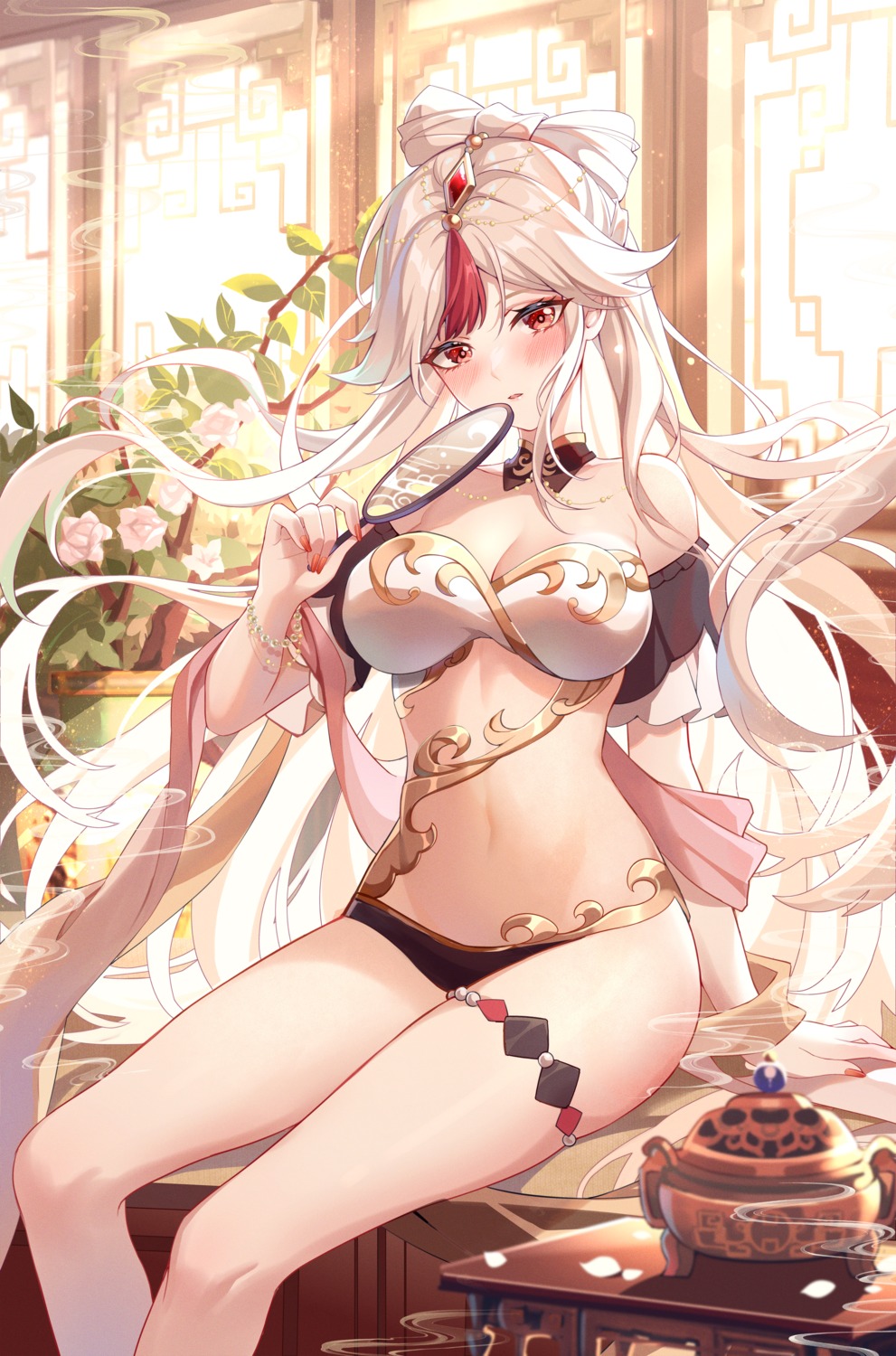 asian_clothes bikini_armor garter genshin_impact gou_lianlian_dogface ningguang