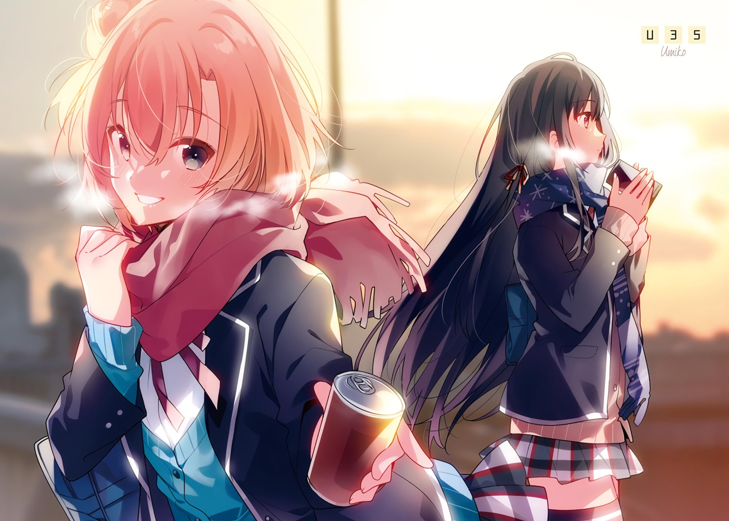 seifuku sweater thighhighs u35 yahari_ore_no_seishun_lovecome_wa_machigatteiru. yuigahama_yui yukinoshita_yukino